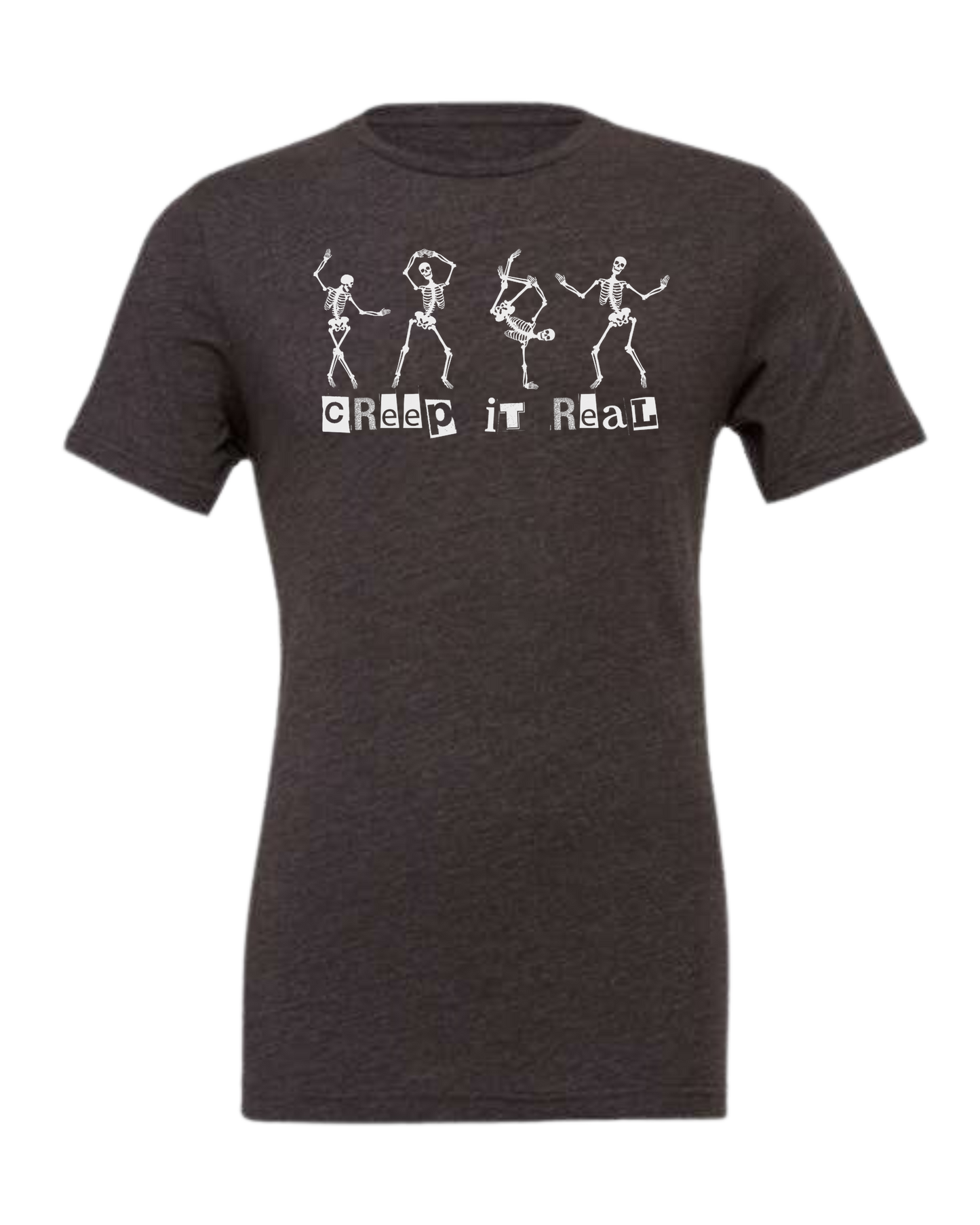 Creep it Real Dancing Skeletons Premium unisex crewneck tee Dark Grey