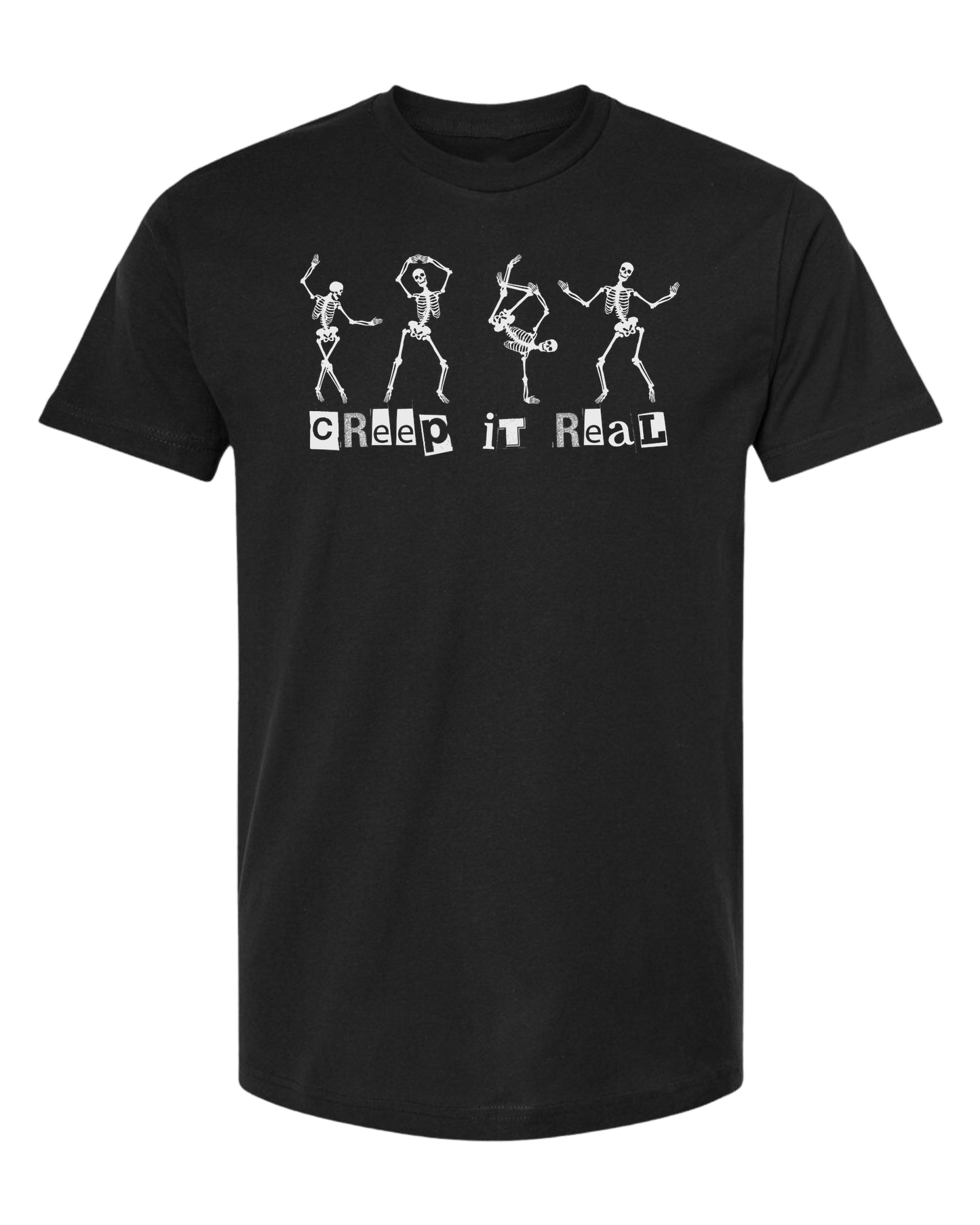 Creep it Real Dancing Skeletons Unisex crew-neck graphic tee Black
