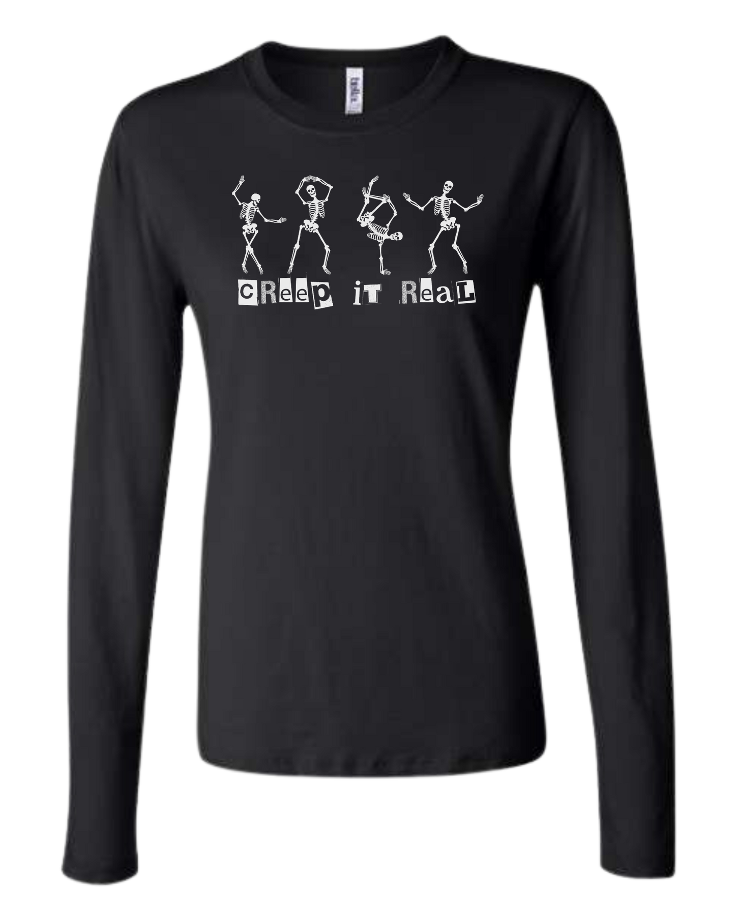 Creep it Real Dancing Skeletons Women's fit crewneck long sleeve fit Black