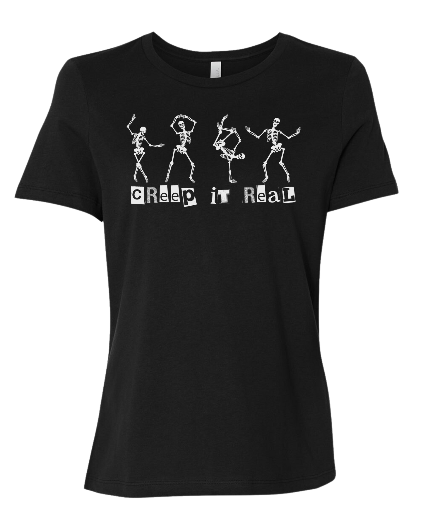 Creep it Real Dancing Skeletons Women's fit premium crewneck tee Black