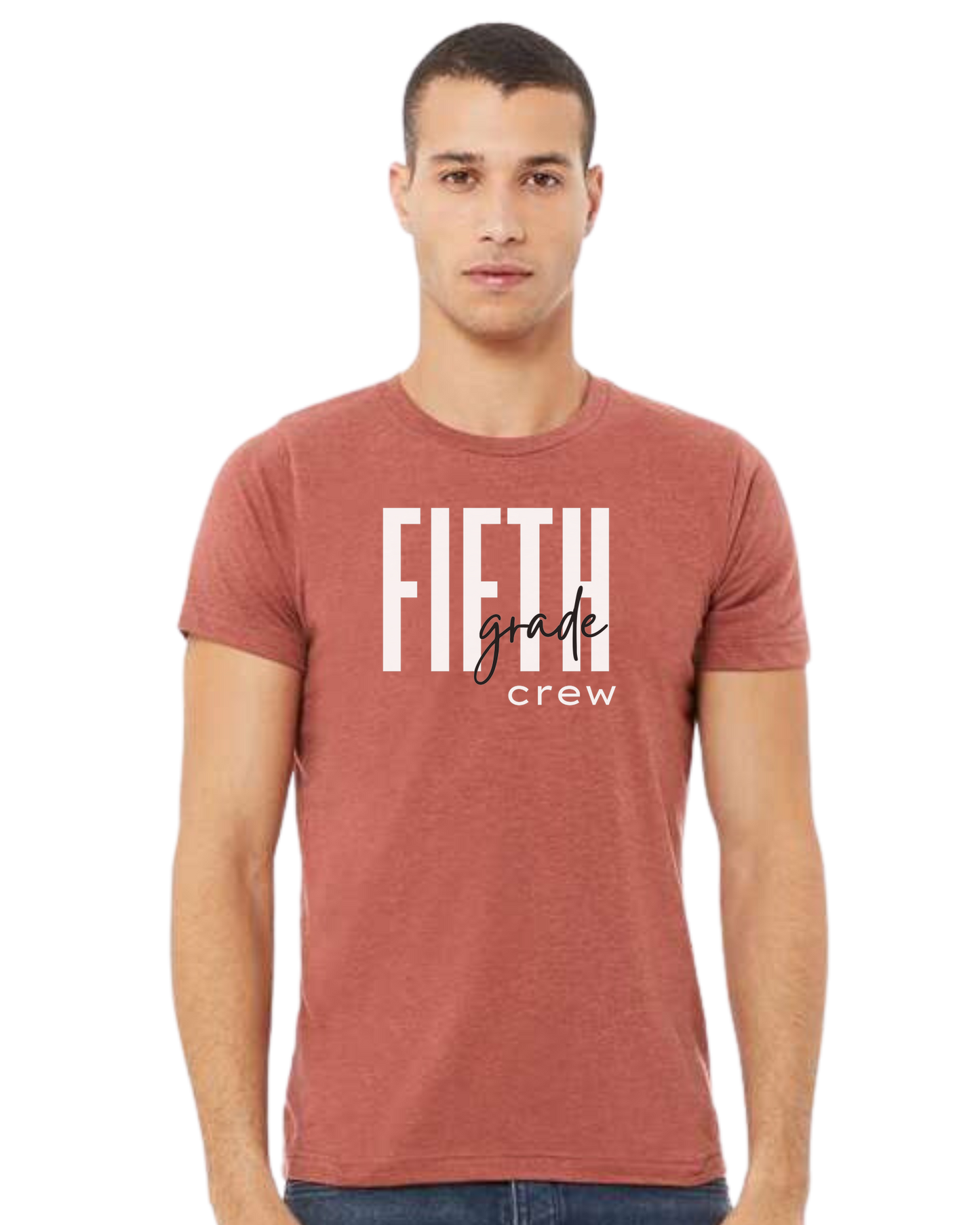 Customizable Grade Level Crew design Premium unisex crewneck tee Heather Clay