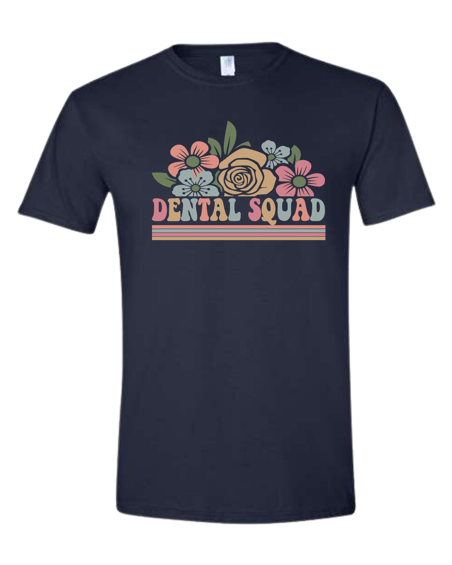 Dental Squad Flower border design Unisex crew-neck graphic tee Navy Blue