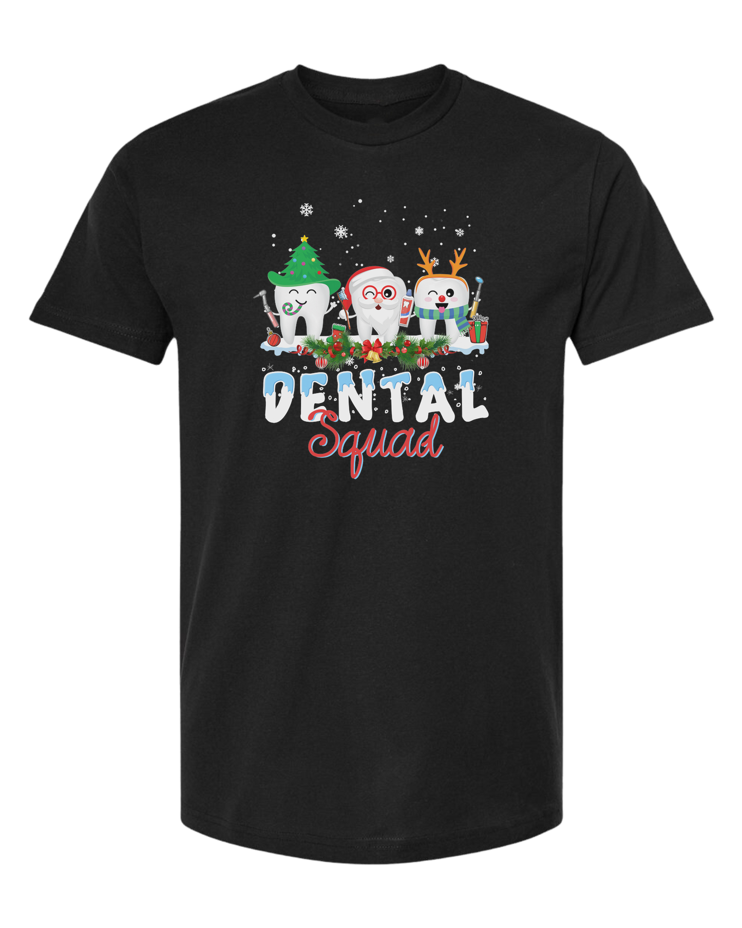 "Dental Squad" frozen font graphic Unisex crew-neck graphic tee Black