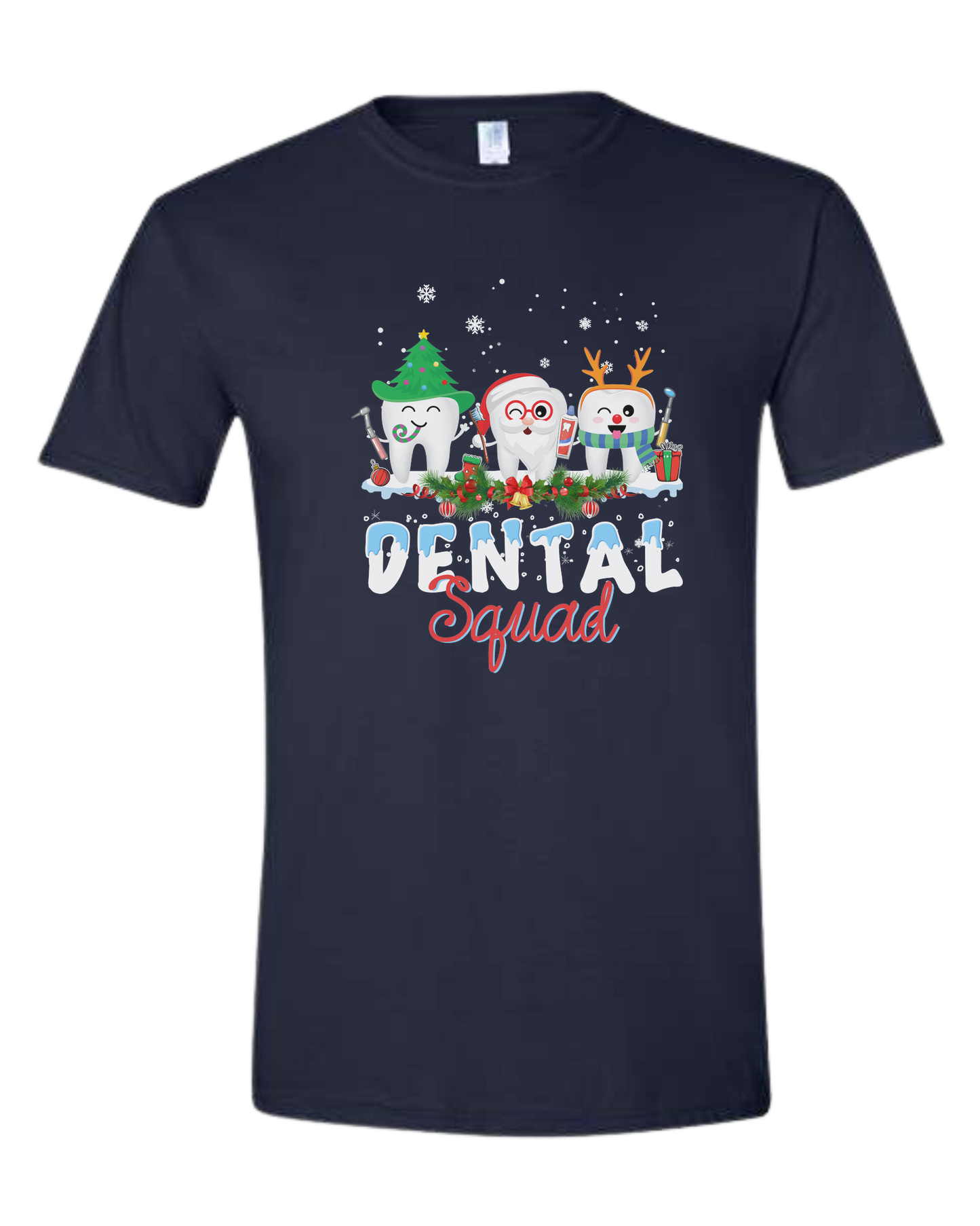 "Dental Squad" frozen font graphic Unisex crew-neck graphic tee Navy Blue