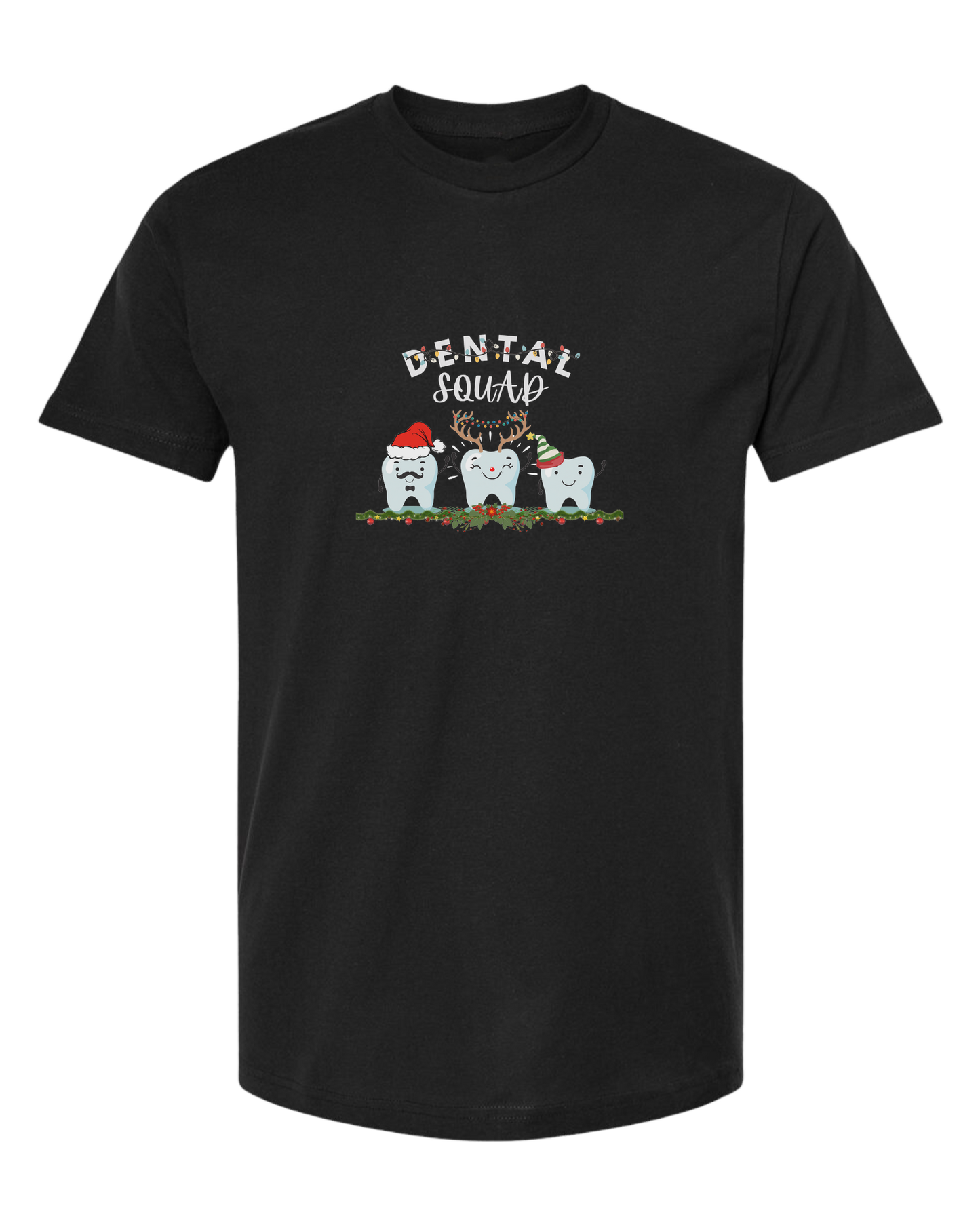 Dental Squad cute teeth team graphic Unisex crew-neck graphic tee Black