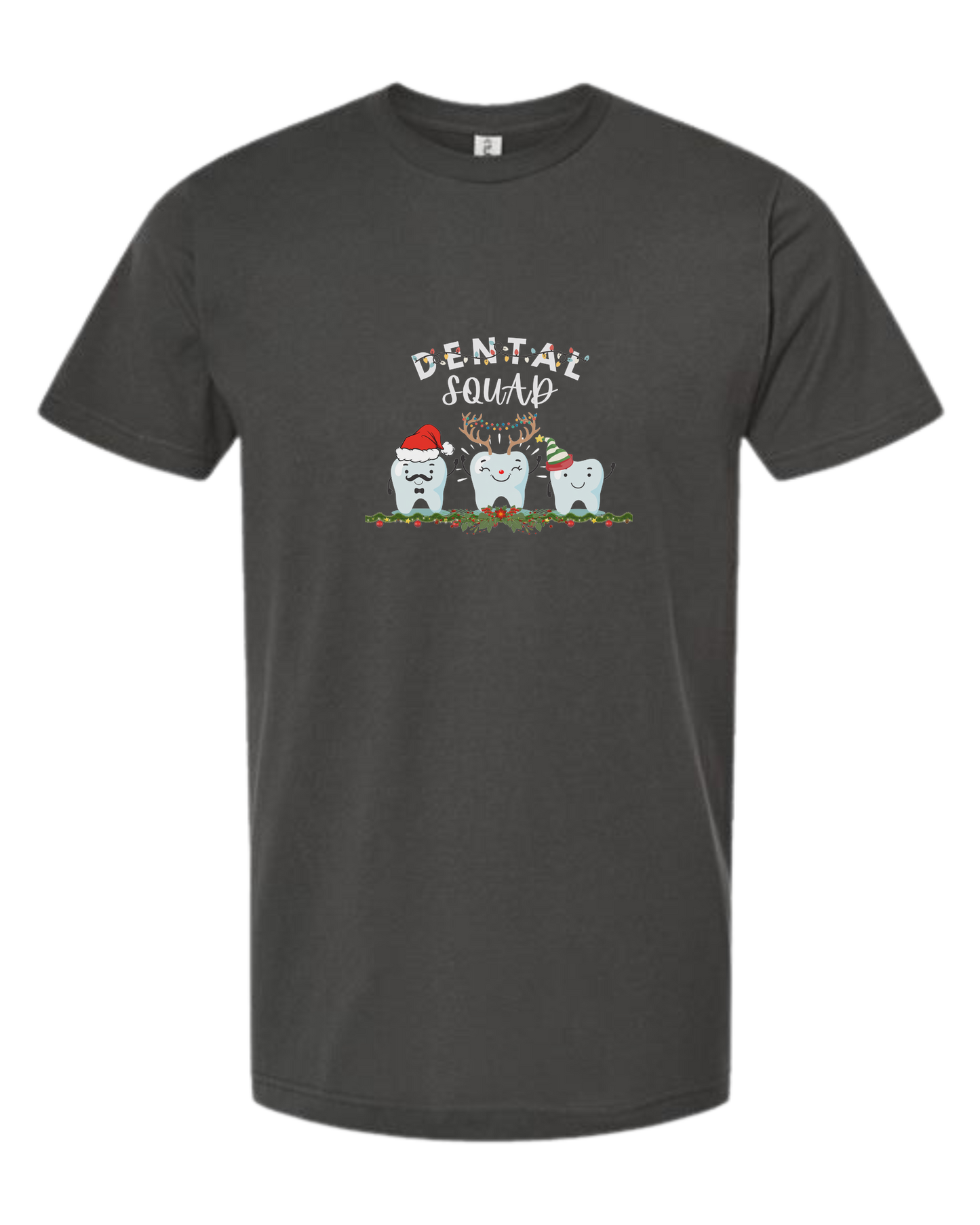 Dental Squad cute teeth team graphic Unisex crew-neck graphic tee Charcoal Grey