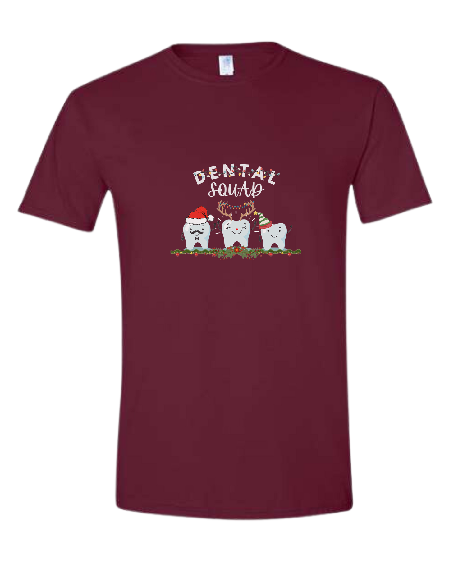 Dental Squad cute teeth team graphic Unisex crew-neck graphic tee Maroon