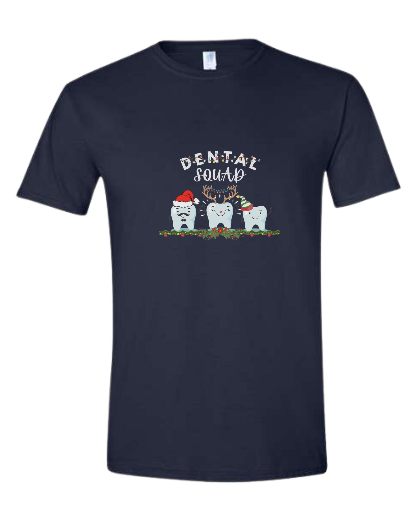 Dental Squad cute teeth team graphic Unisex crew-neck graphic tee Navy Blue
