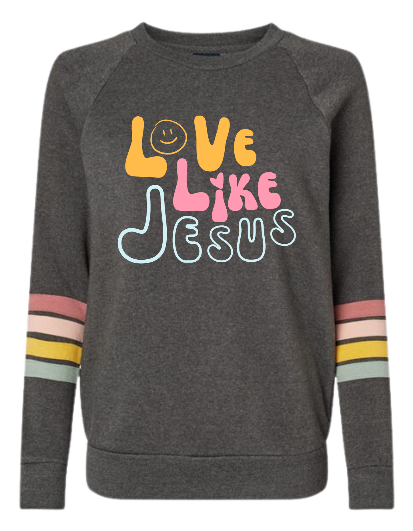 Love Like Jesus striped sleeves sweatshirt