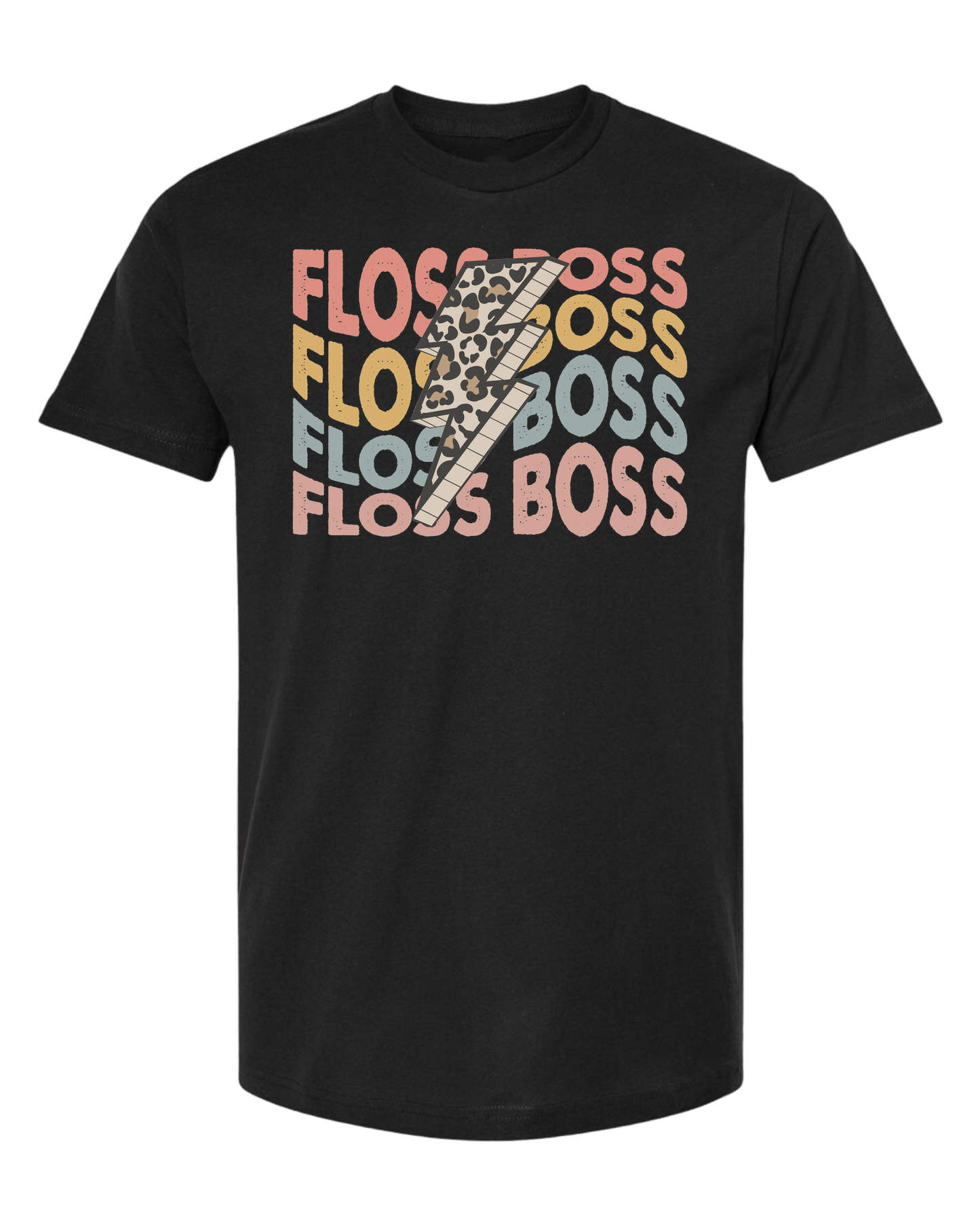 Floss Boss leopard lightning design Unisex crew-neck graphic tee Black