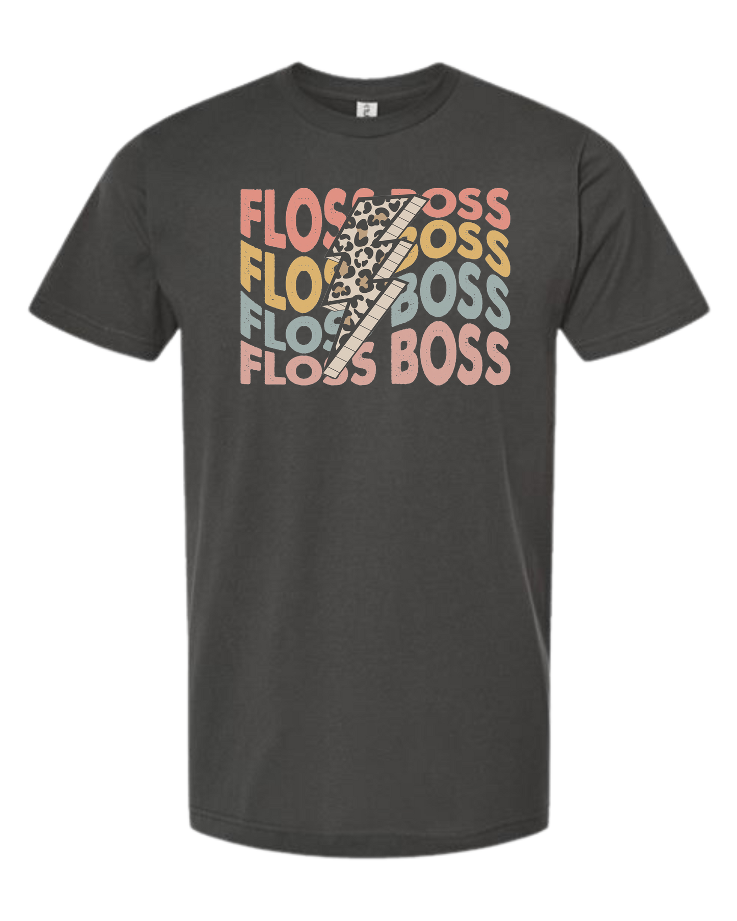 Floss Boss leopard lightning design Unisex crew-neck graphic tee Charcoal Grey