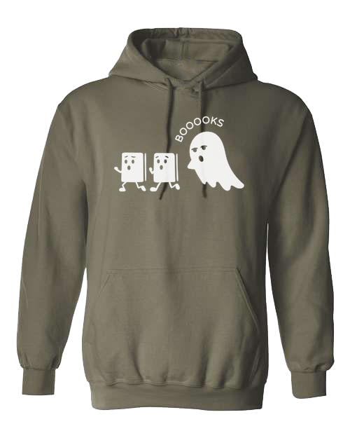 Ghost chasing Boooo-ks graphic tee Unisex Classic Hoodie Military Green