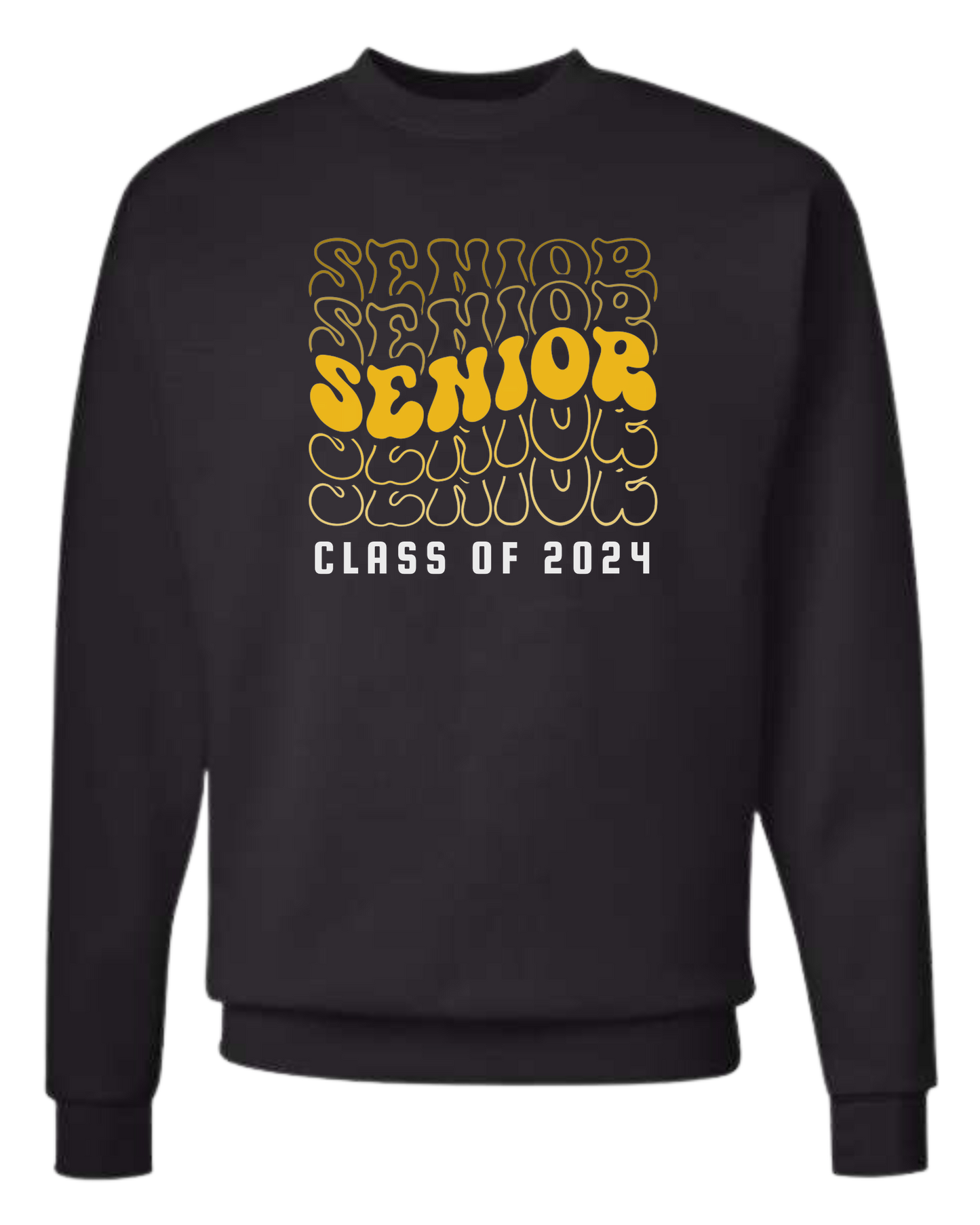 Graduation Class "SENIOR" groovy font graphic Classic unisex crewneck tee Long sleeve crew neck
