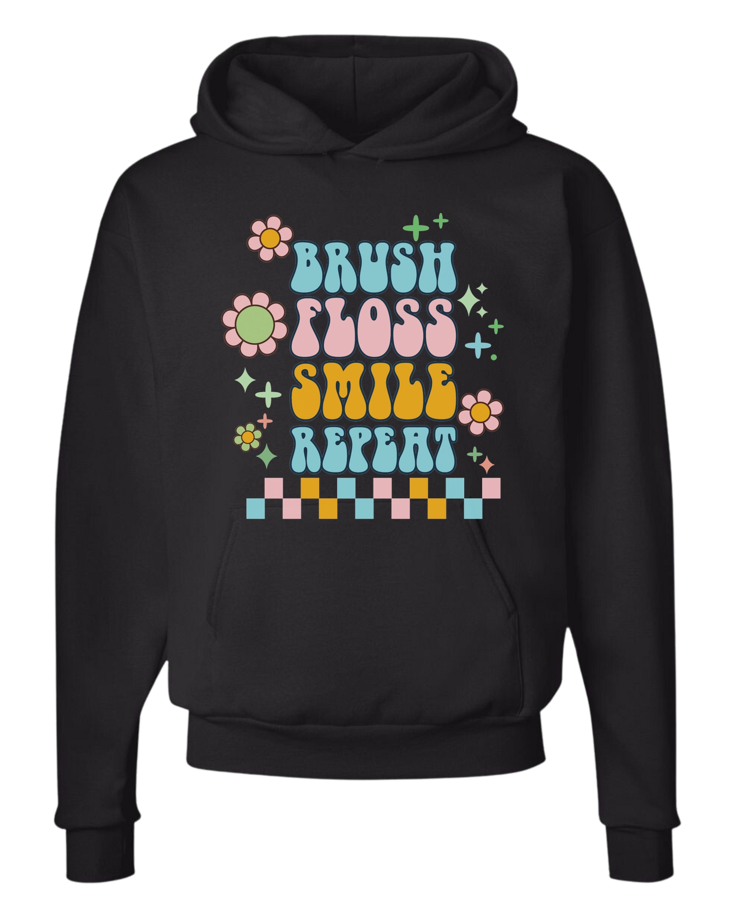 Groovy "Brush, Floss, Smile, Repeat" graphic Classic unisex crewneck tee Hoodie