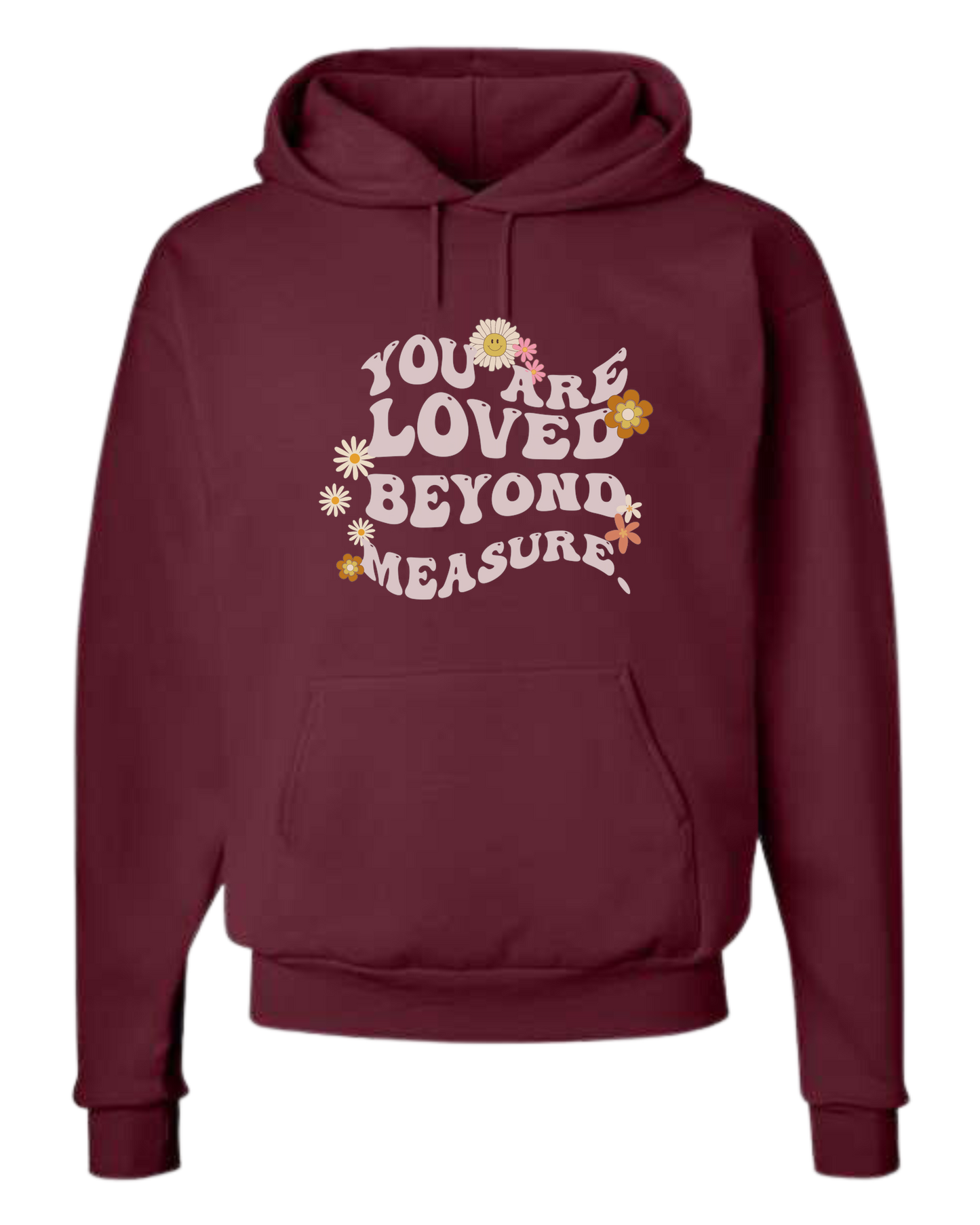 Groovy "You are Loved Beyond Measure" graphic tee Unisex Classic Hoodie Maroon