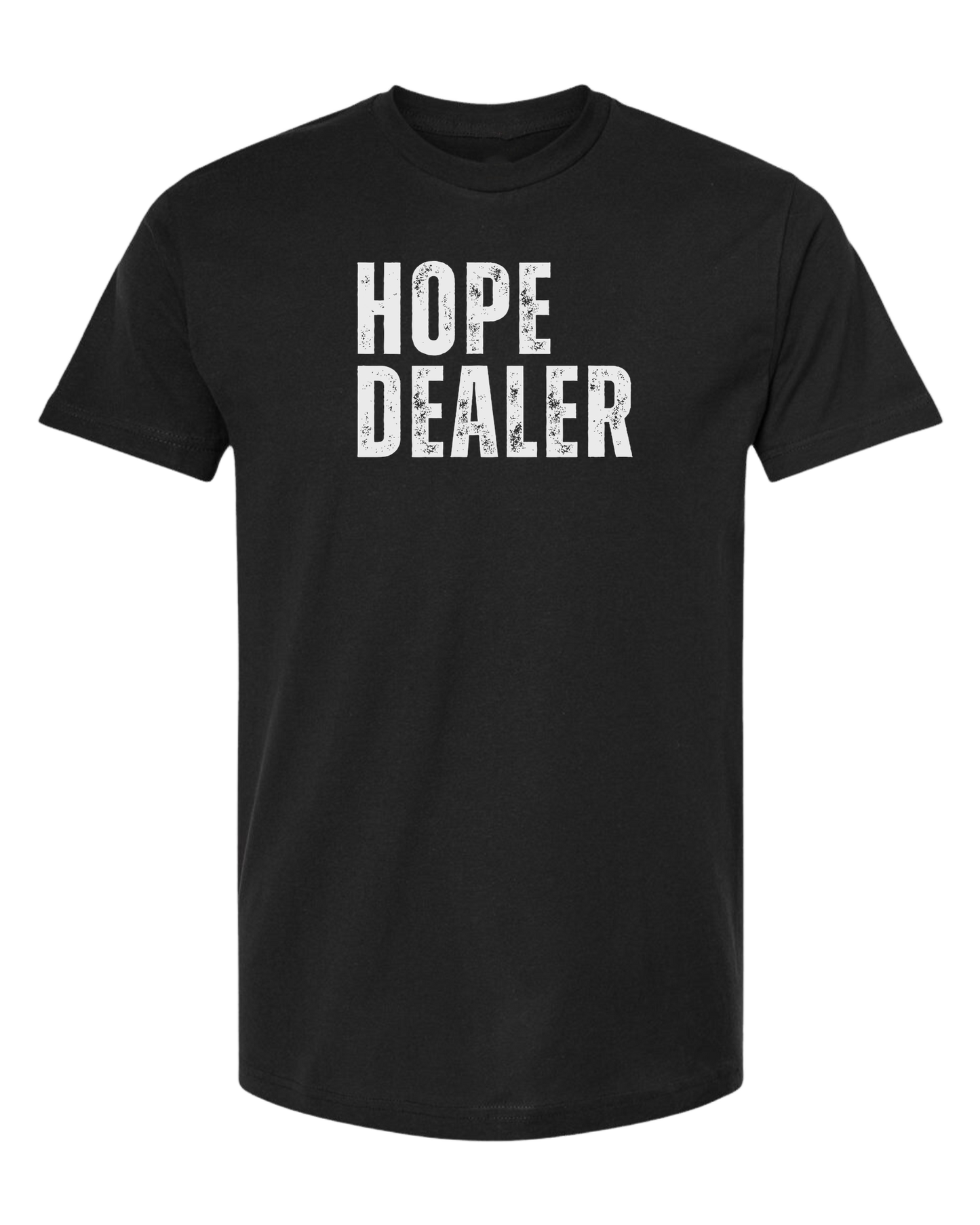 HOPE DEALER distressed font graphic tee Unisex crew-neck graphic tee Black