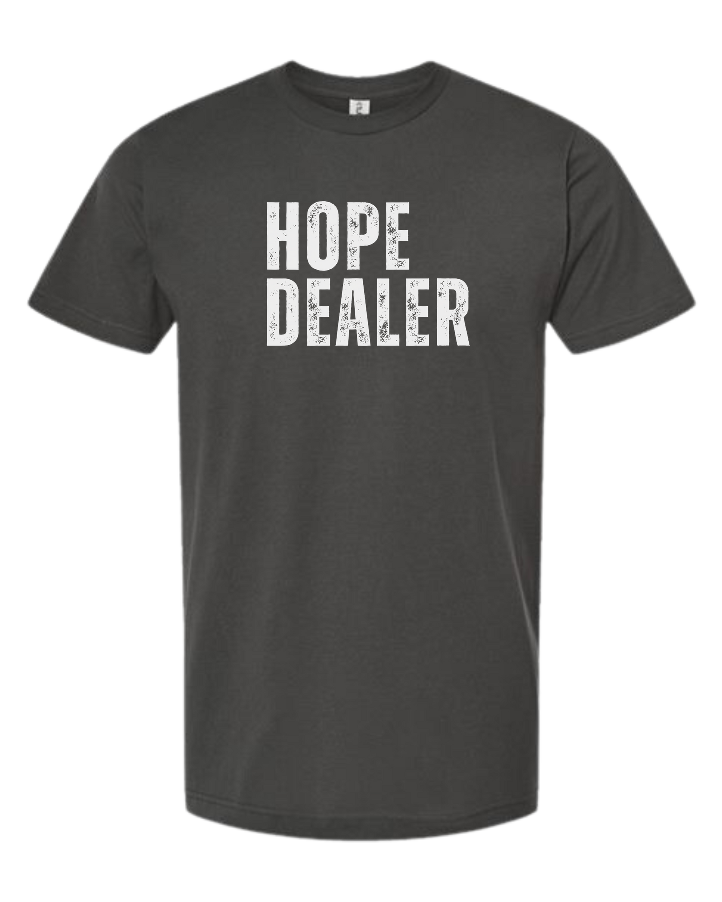 HOPE DEALER distressed font graphic tee Unisex crew-neck graphic tee Charcoal Grey