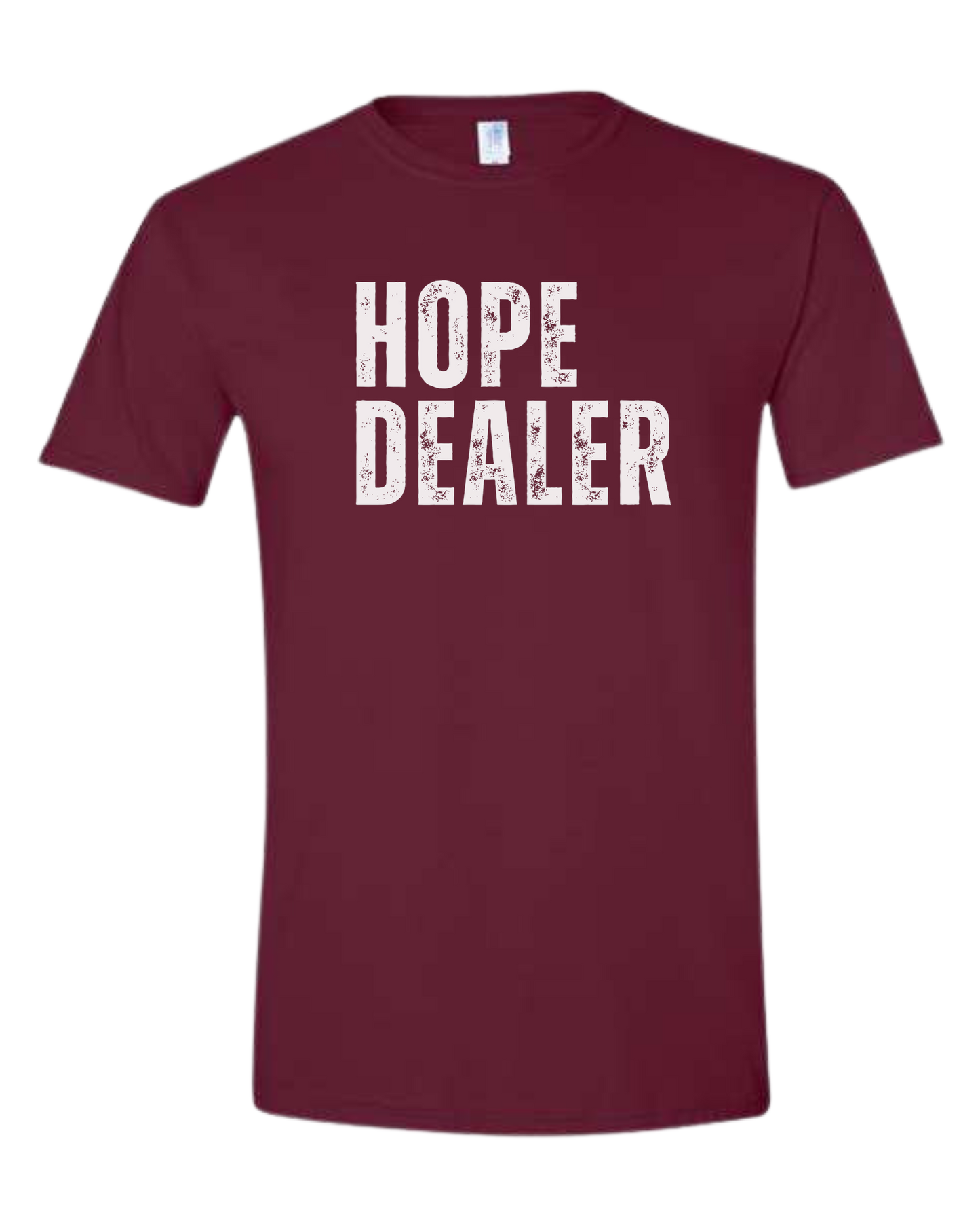 HOPE DEALER distressed font graphic tee Unisex crew-neck graphic tee Maroon
