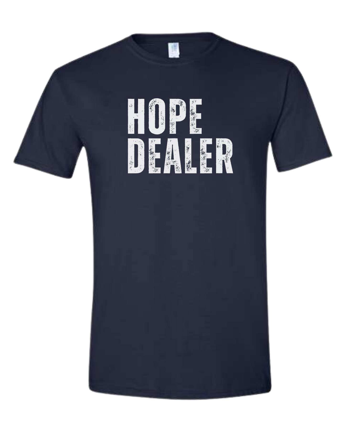 HOPE DEALER distressed font graphic tee Unisex crew-neck graphic tee Navy Blue