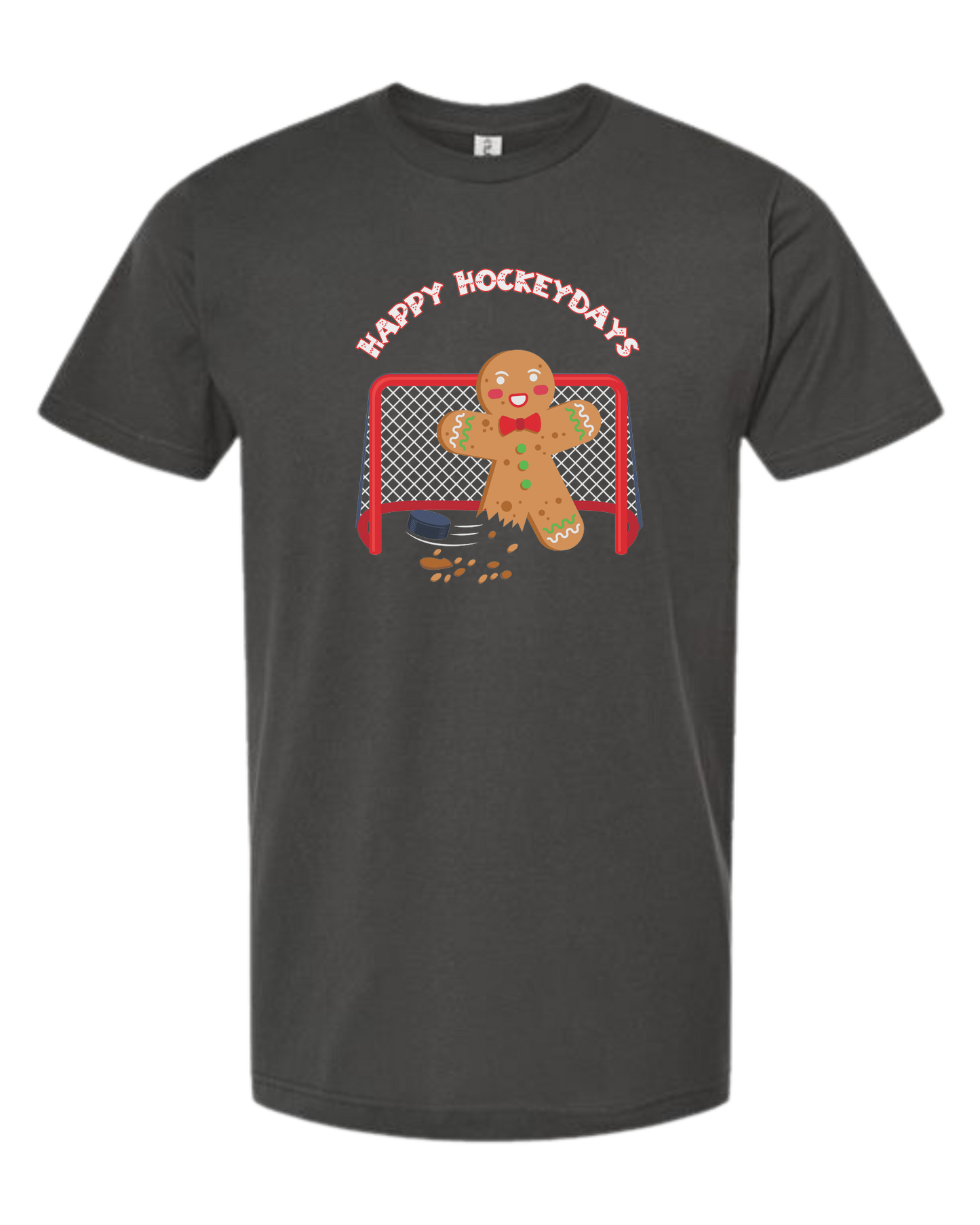 "Happy Hockeydays" graphic Unisex crew-neck graphic tee Charcoal Grey
