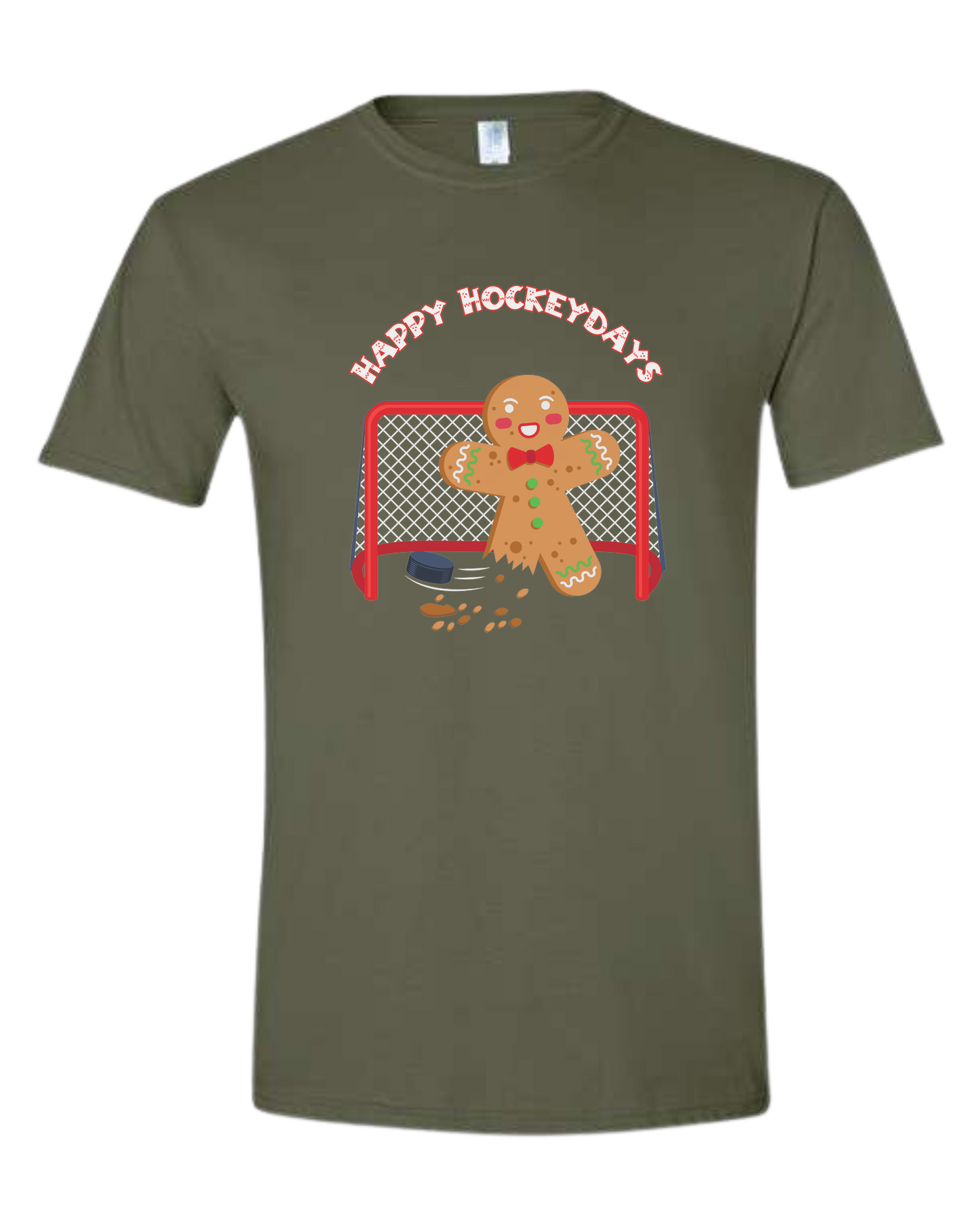 "Happy Hockeydays" graphic Unisex crew-neck graphic tee Military Green