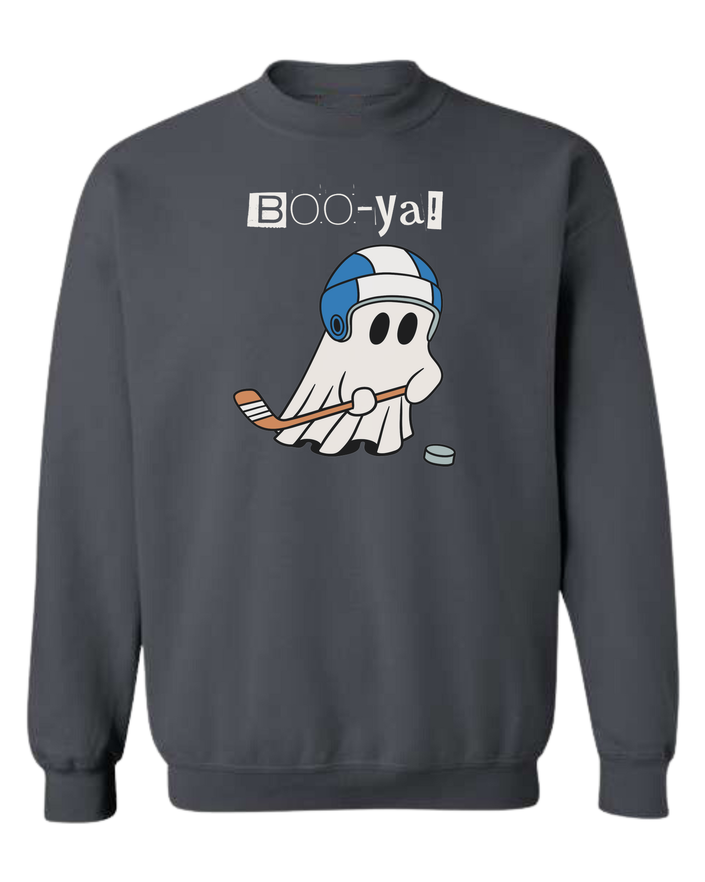 Hockey ghost "Boo-ya" tee Classic unisex crewneck sweatshirt Dark Grey