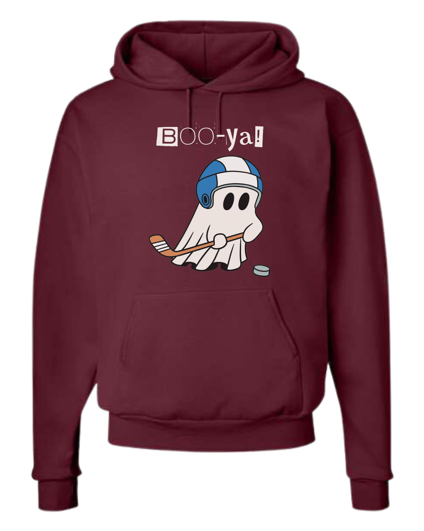 Hockey ghost "Boo-ya" tee Unisex Classic Hoodie Maroon