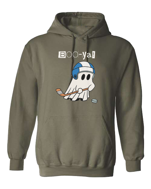 Hockey ghost "Boo-ya" tee Unisex Classic Hoodie Military Green