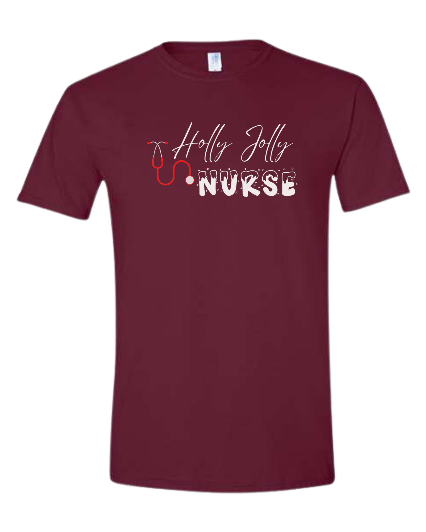 Holly Jolly Nurse graphic Unisex crew-neck graphic tee Maroon