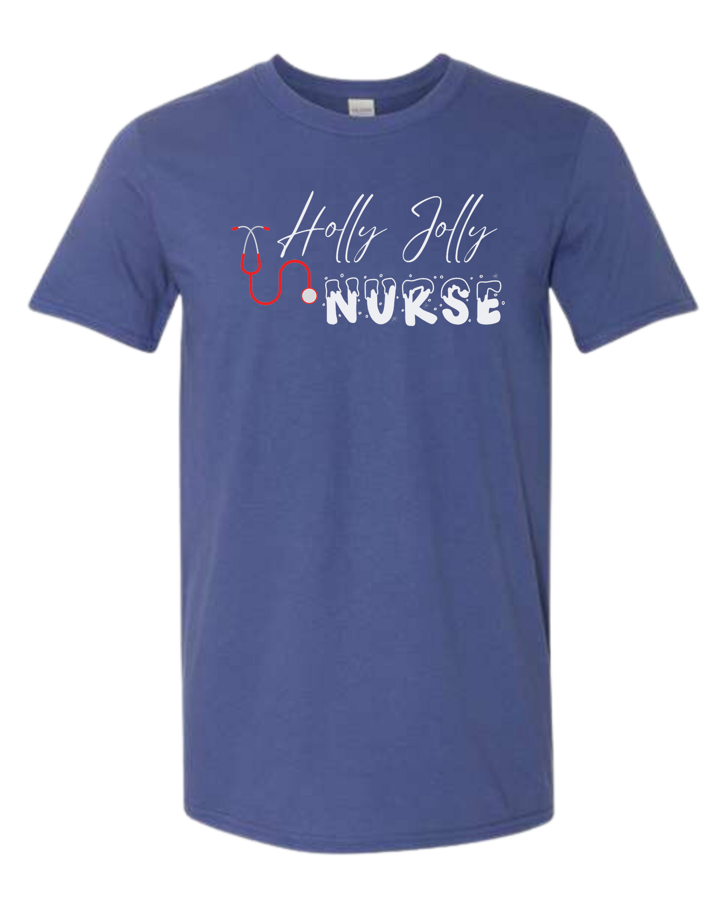 Holly Jolly Nurse graphic Unisex crew-neck graphic tee Metro Blue