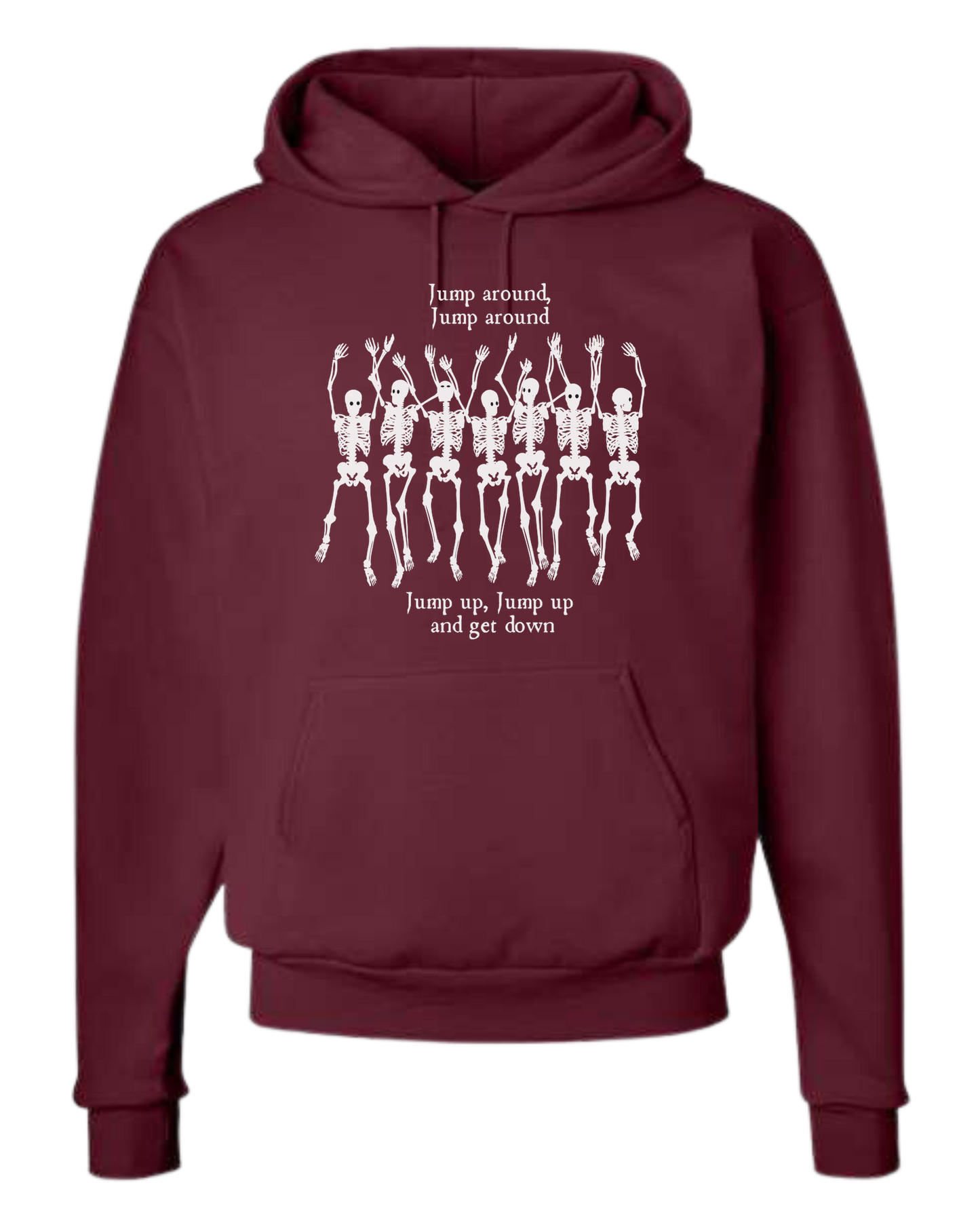 "Jump Around" Skeleton tee Unisex Classic Hoodie Maroon