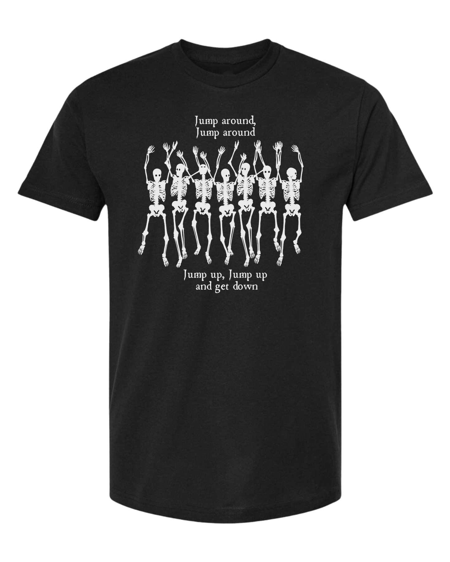 "Jump Around" Skeleton tee Unisex crew-neck graphic tee Black