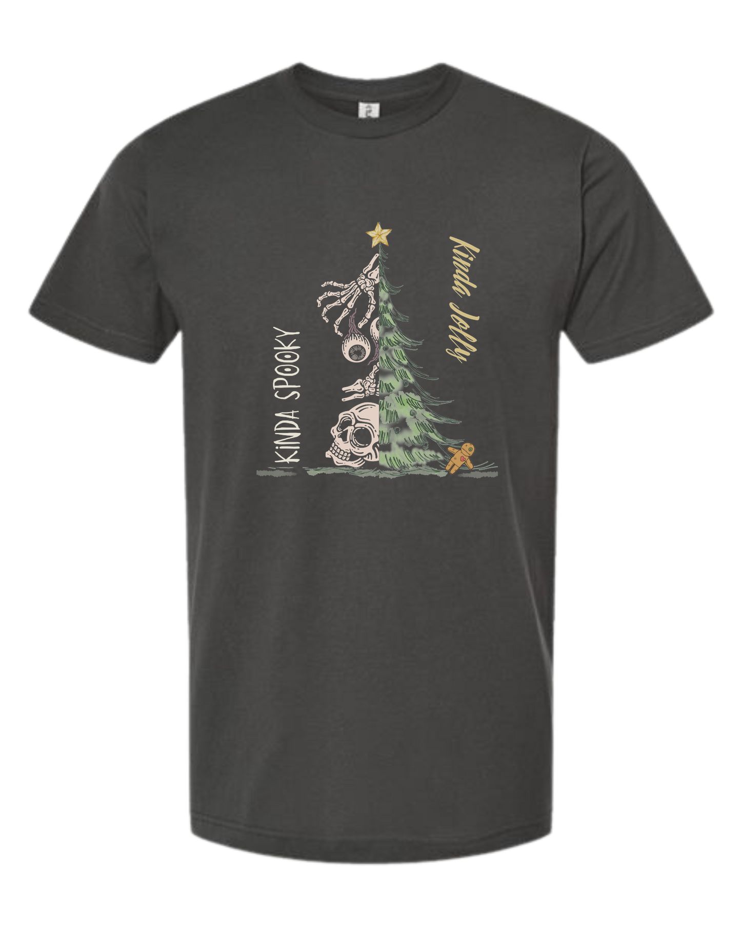Kinda Spooky, Kinda Jolly design Unisex crew-neck graphic tee Charcoal Grey