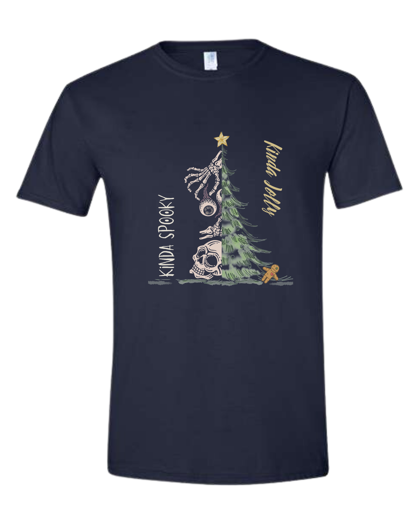 Kinda Spooky, Kinda Jolly design Unisex crew-neck graphic tee Navy Blue