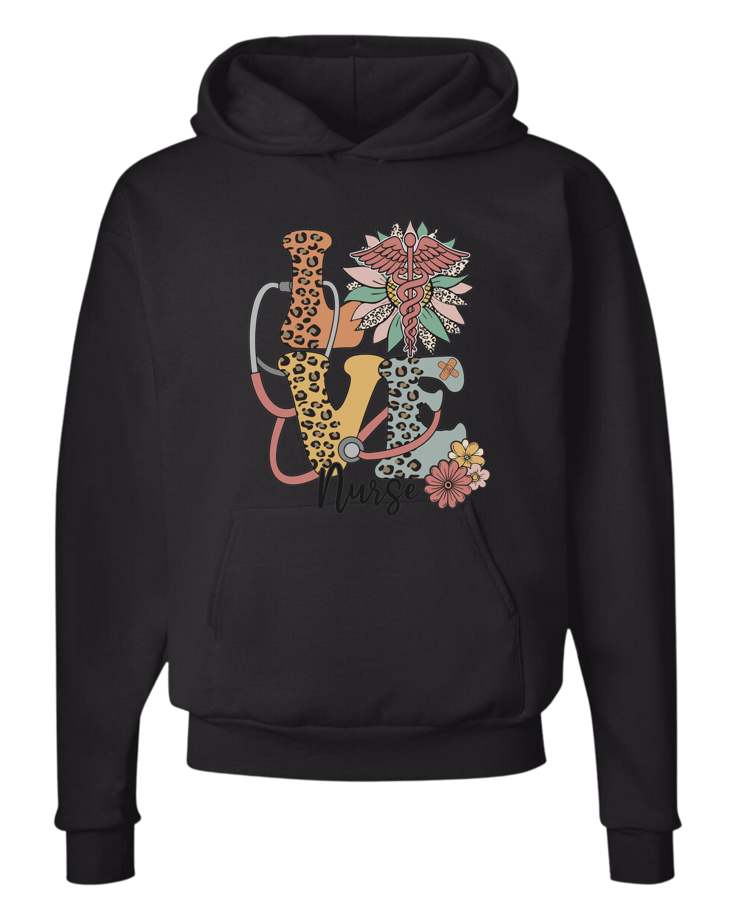 "LOVE" with stethoscope and medical symbol graphic Classic unisex crewneck tee Hoodie