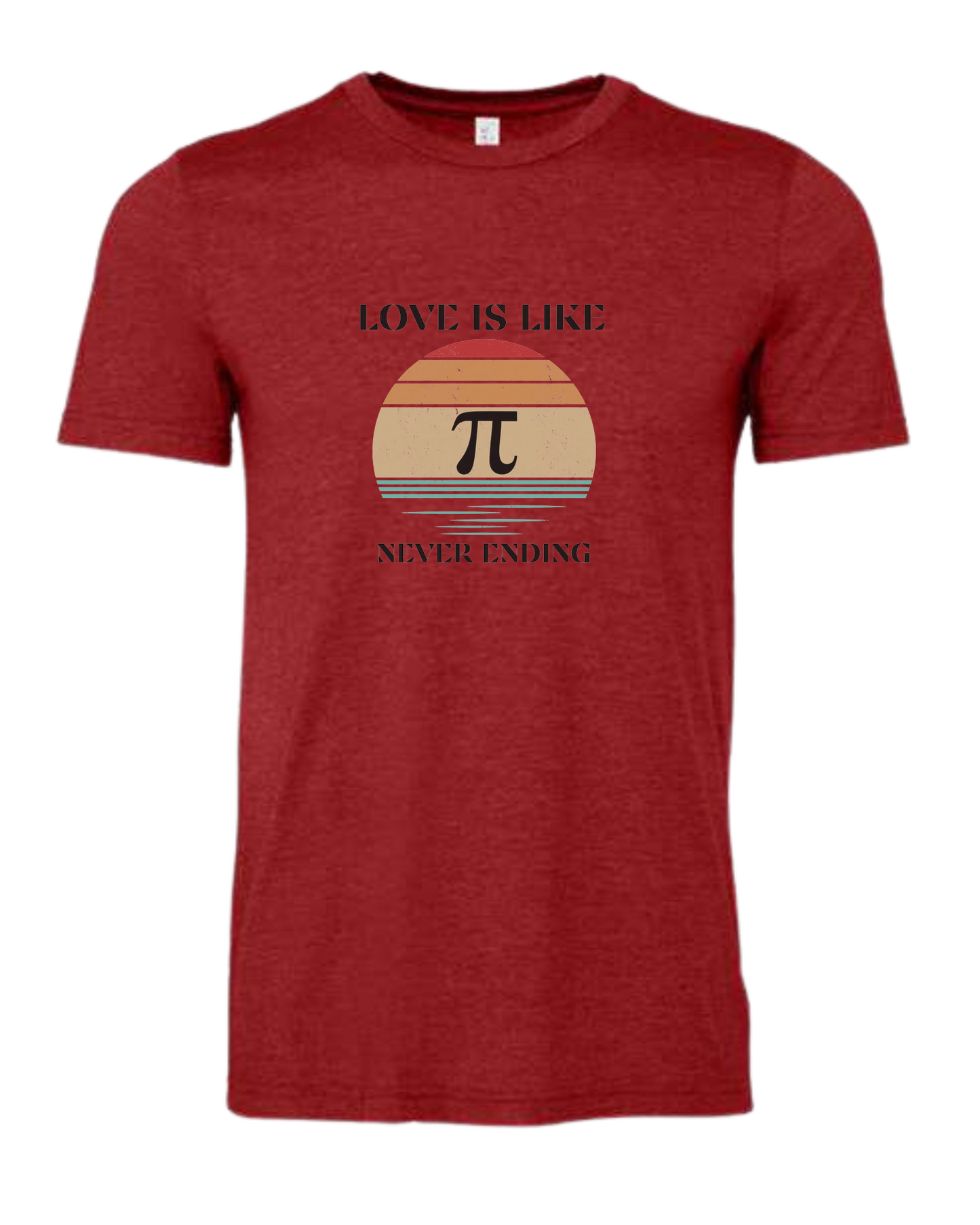"LOVE is like PI, never ending" design Premium unisex crewneck tee Canvas Red