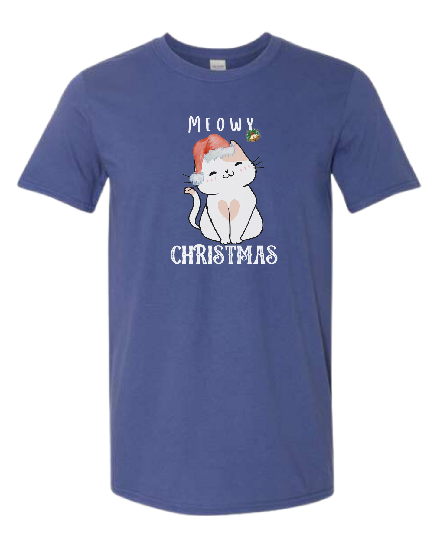 "Meowy Christmas" designs Unisex crew-neck graphic tee Metro Blue