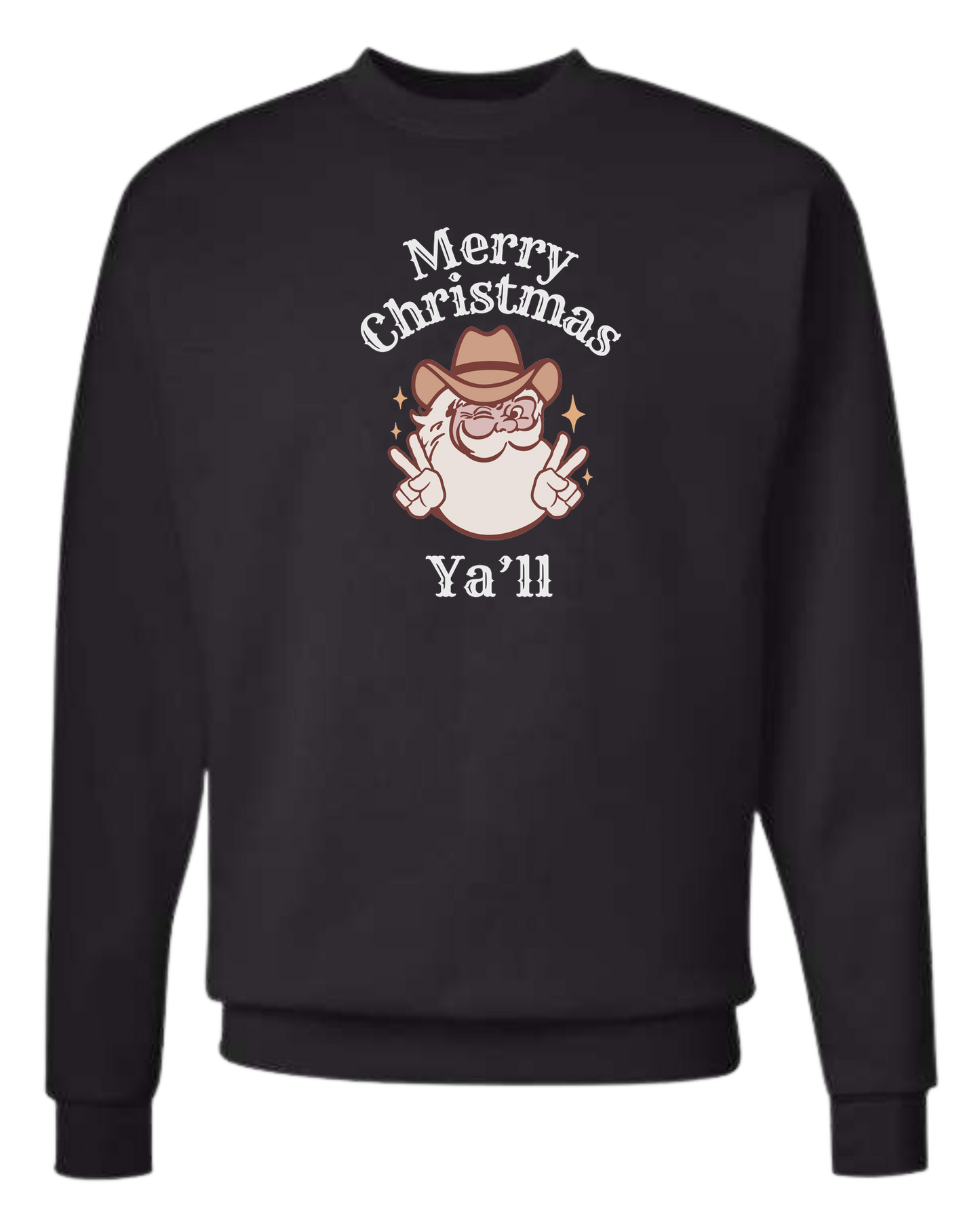 Merry Christmas Ya'll Cowboy Santa design Classic unisex crewneck tee Long sleeve crew neck