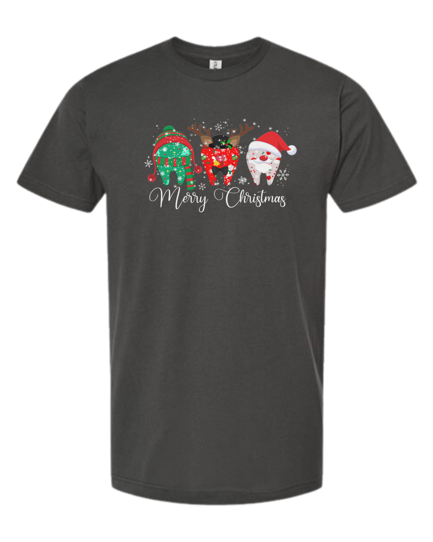 "Merry Christmas" dental graphic tee Unisex crew-neck graphic tee Charcoal Grey