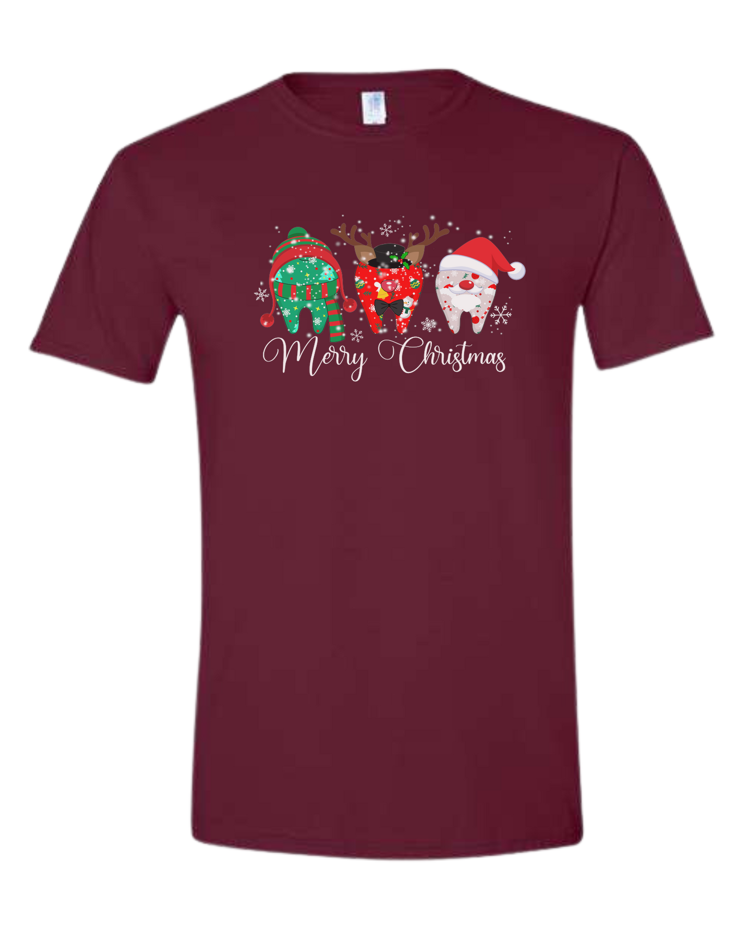 "Merry Christmas" dental graphic tee Unisex crew-neck graphic tee Maroon
