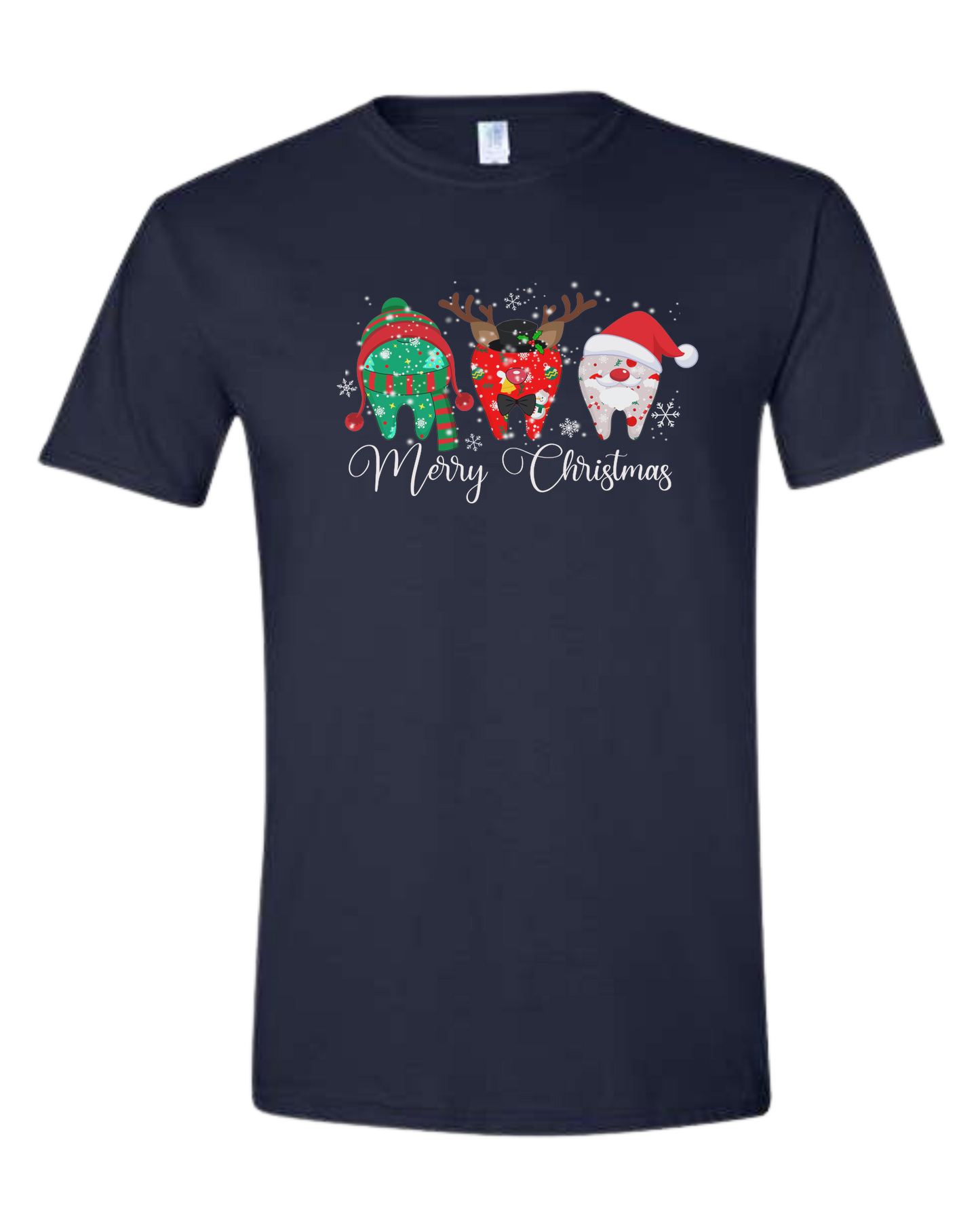 "Merry Christmas" dental graphic tee Unisex crew-neck graphic tee Navy Blue