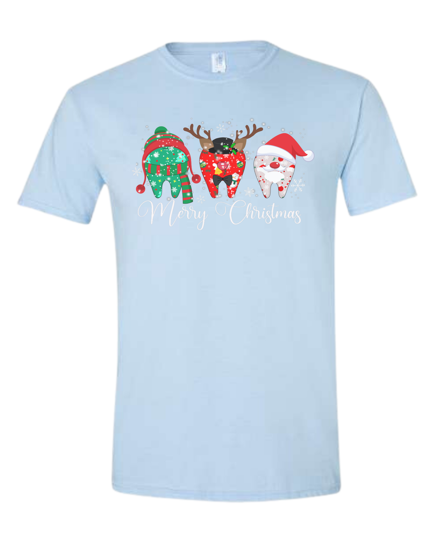 "Merry Christmas" dental graphic tee Unisex crewneck graphic tee (light colors) Ice blue