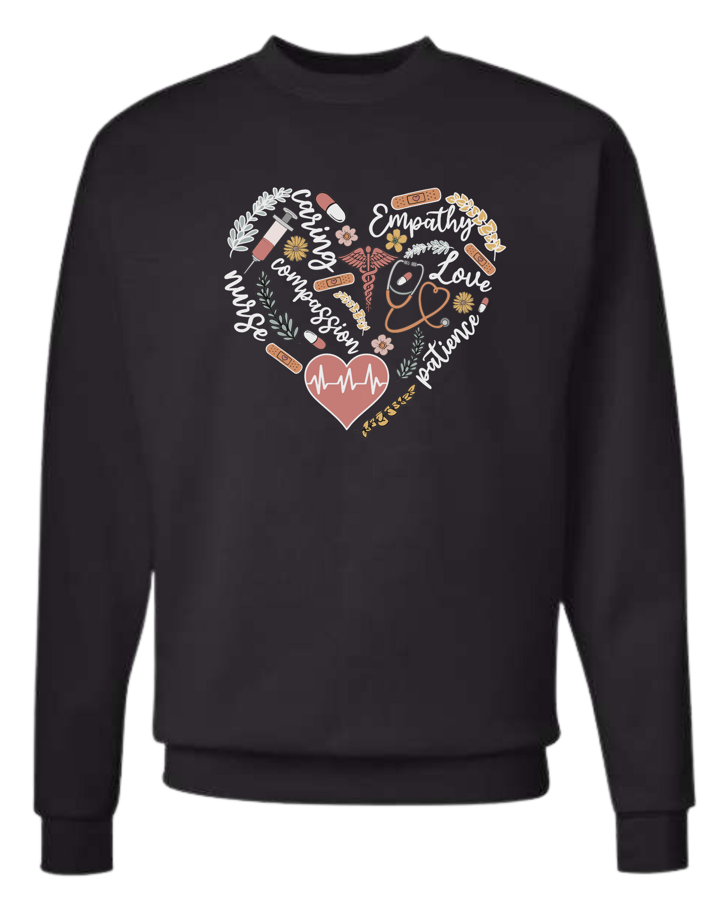 Nursing graphics heart tee Classic unisex crewneck tee Long sleeve crew neck