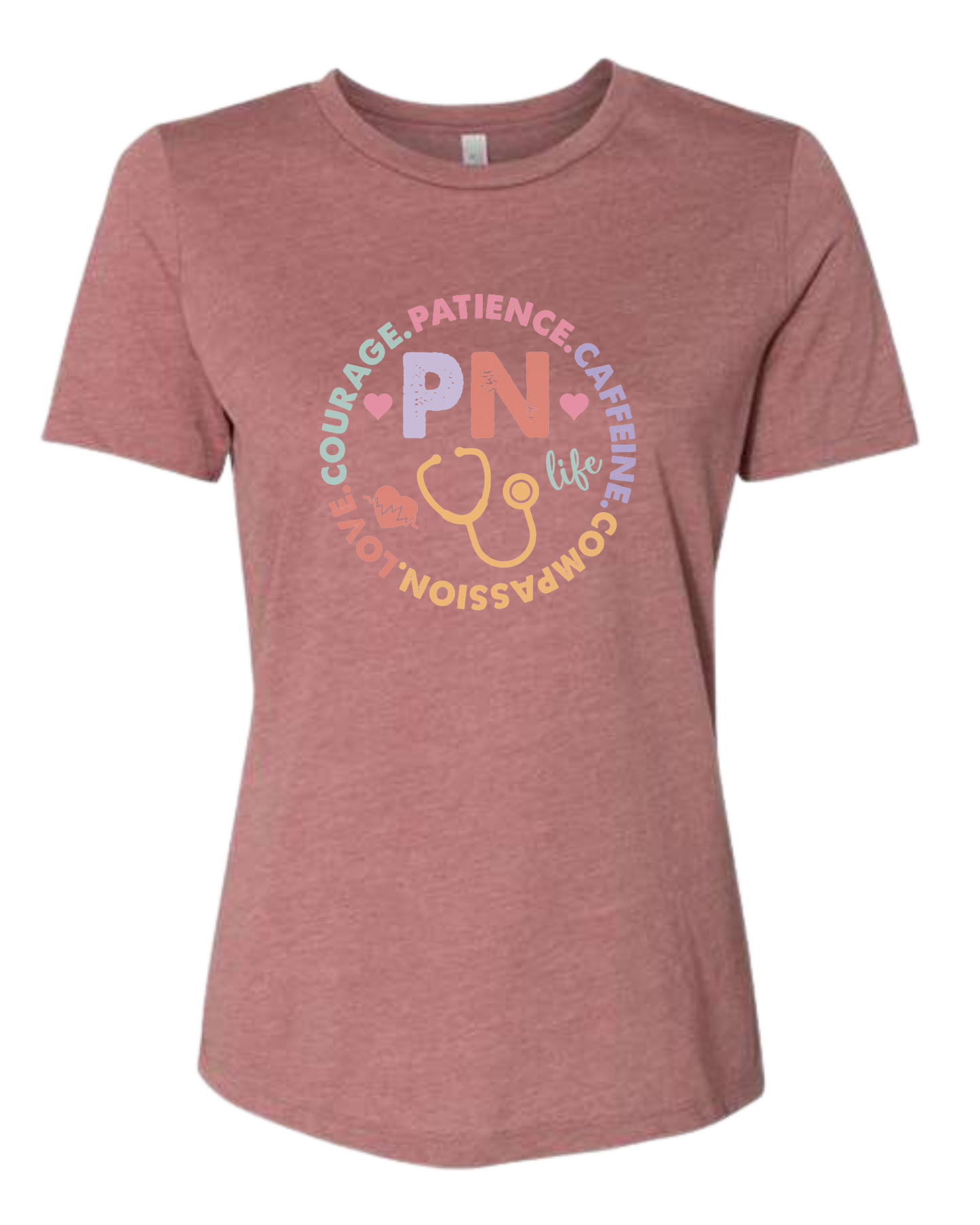 PN Life graphic Women's fit premium crewneck tee Mauve Pink