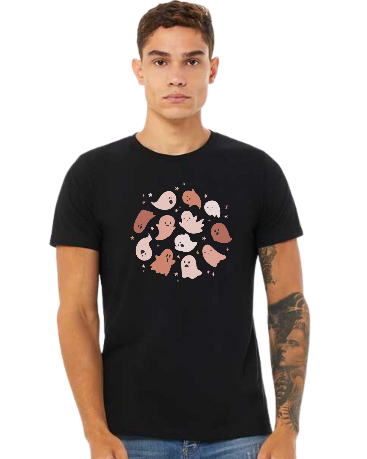 Pink Ghosts Circle Premium unisex crewneck tee Black