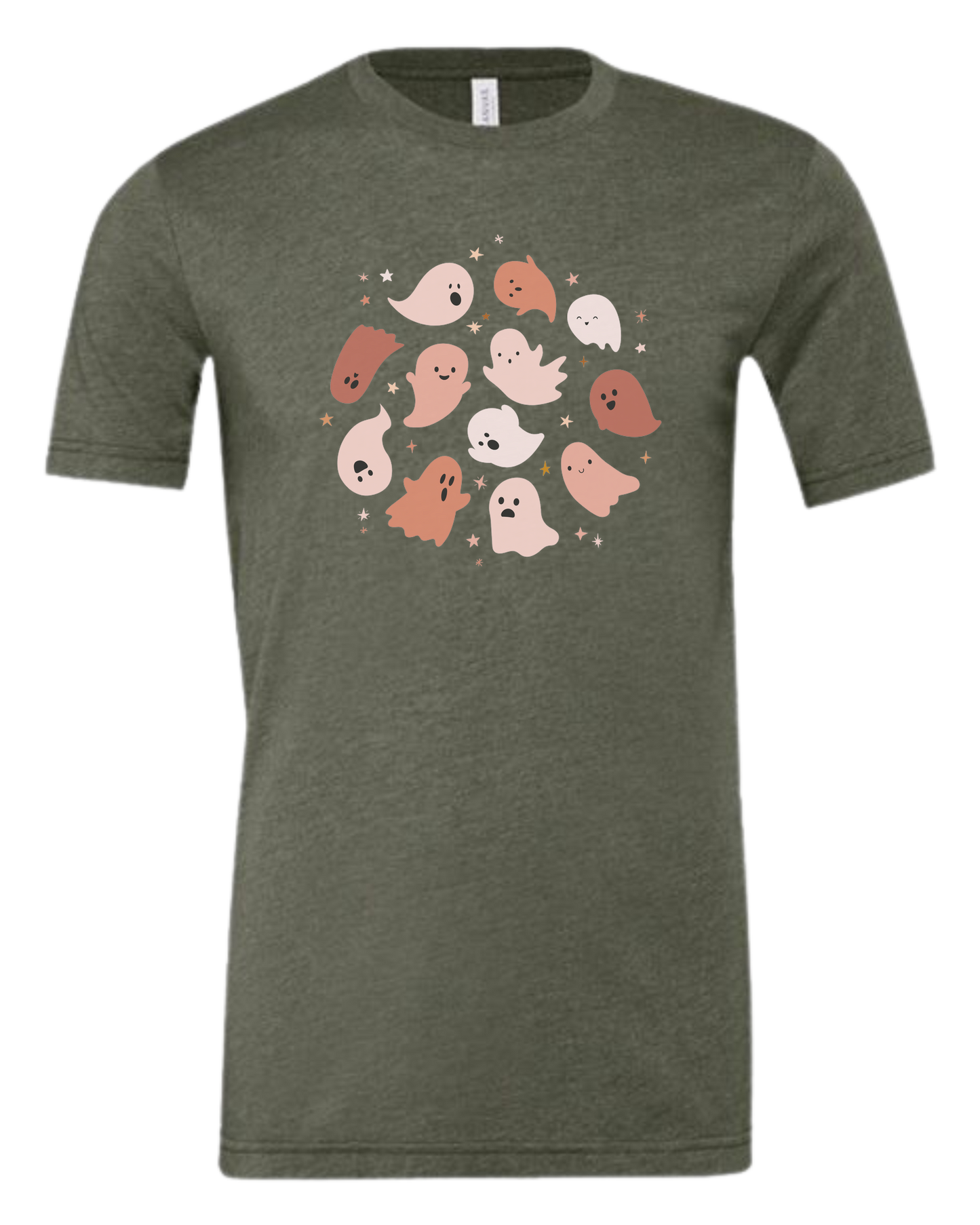 Pink Ghosts Circle Premium unisex crewneck tee Military Green