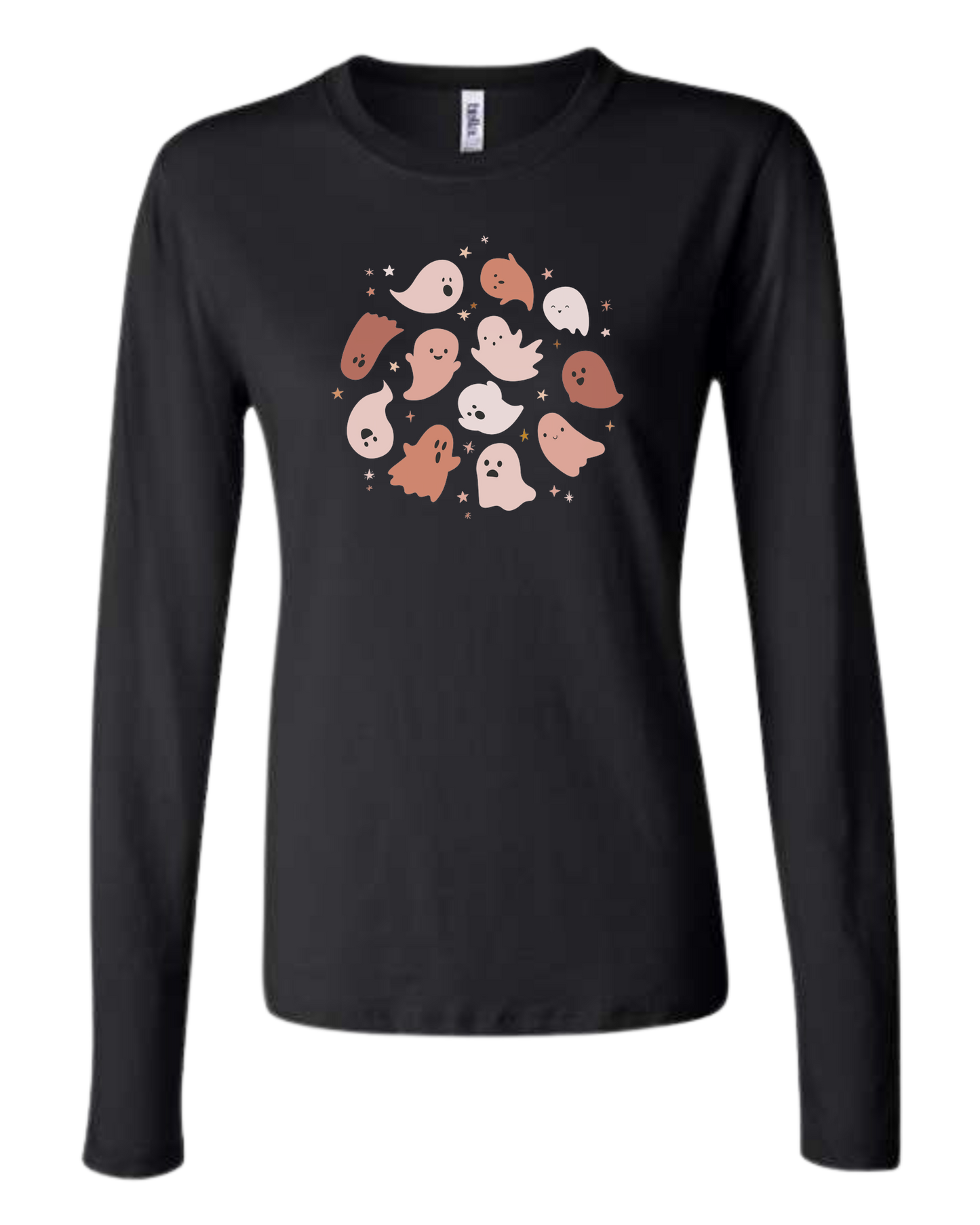 Pink Ghosts Circle Women's fit crewneck long sleeve fit Black