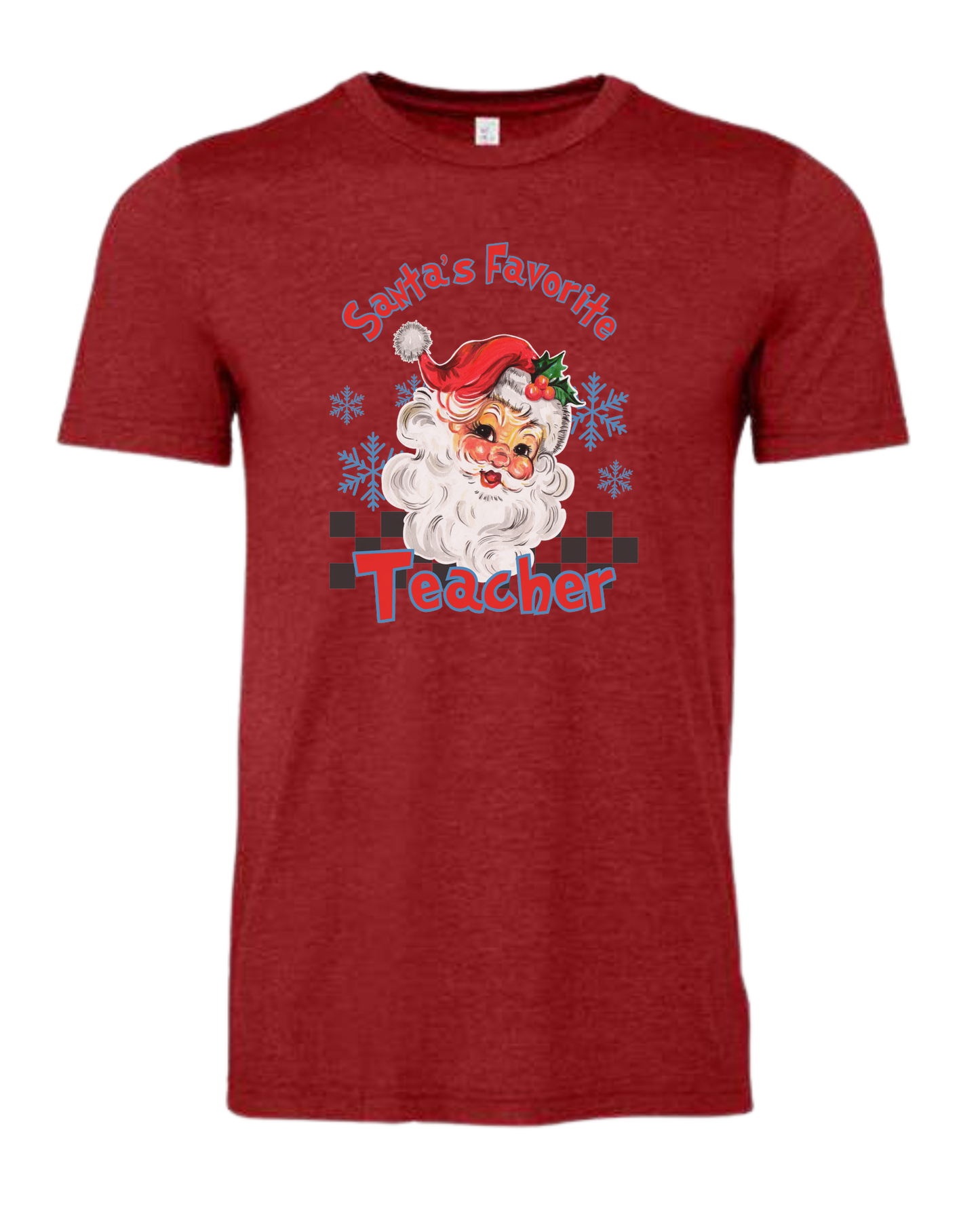 "Santa's Favorite Teacher" design Premium unisex crewneck tee Canvas Red