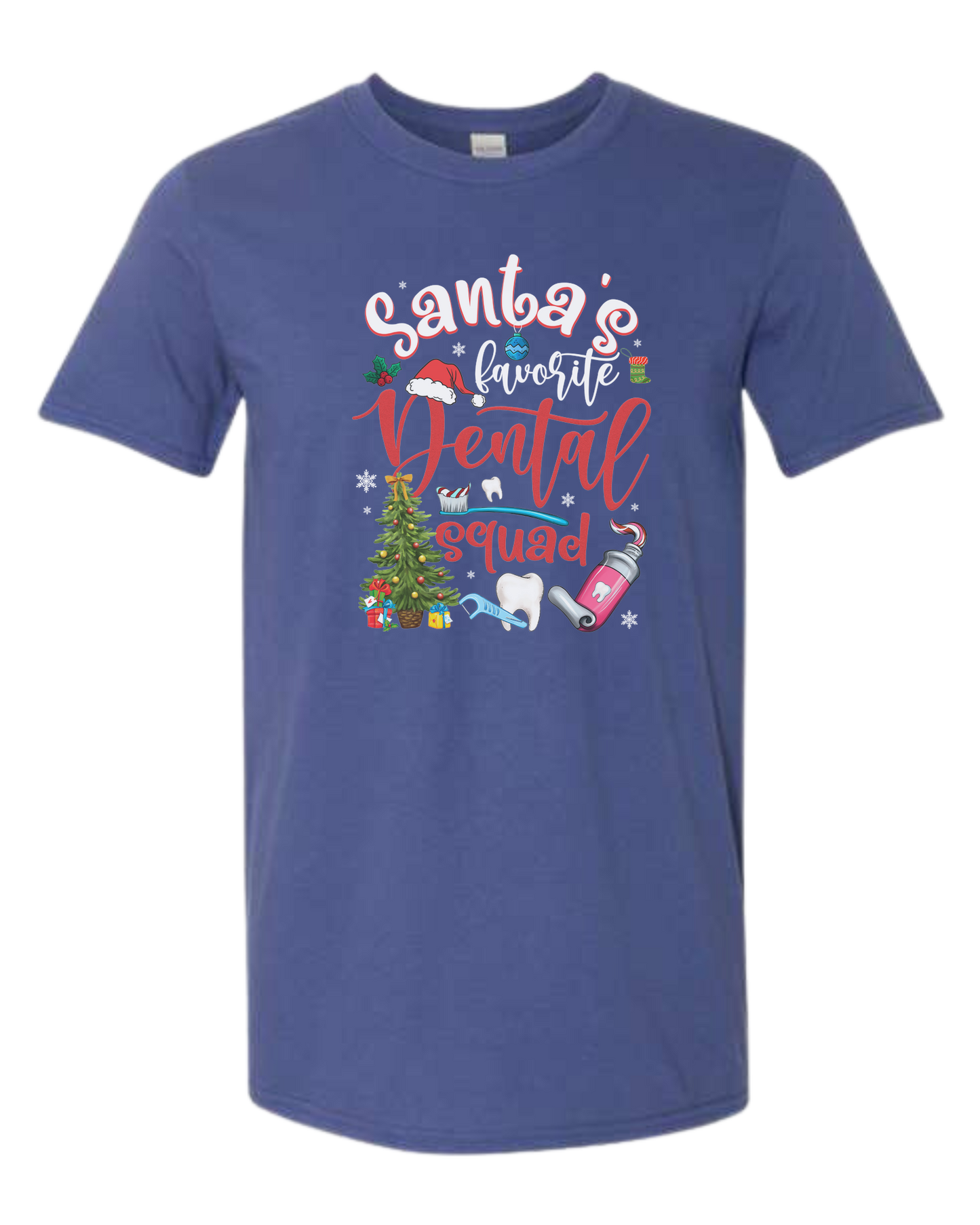 "Santa's favorite dental Squad" graphic Unisex crew-neck graphic tee Metro Blue
