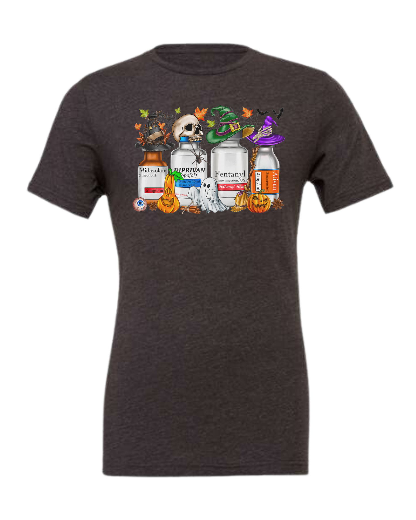 Spooky Medication Bottles graphic Premium unisex crewneck tee Dark Grey